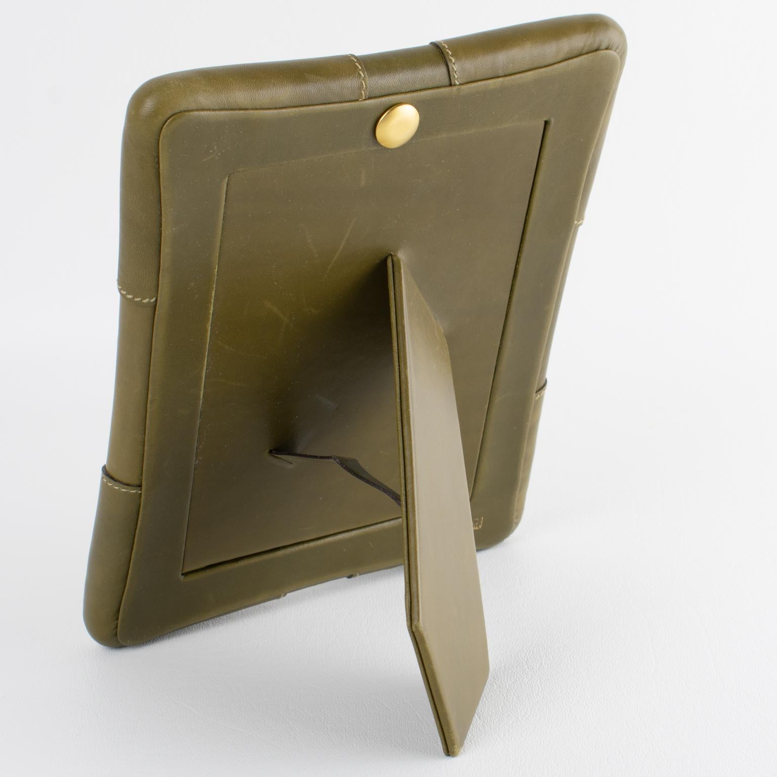 Gucci, Italy Leather Picture Frame with Pierced Design, circa 1970 In Good Condition For Sale In Atlanta, GA