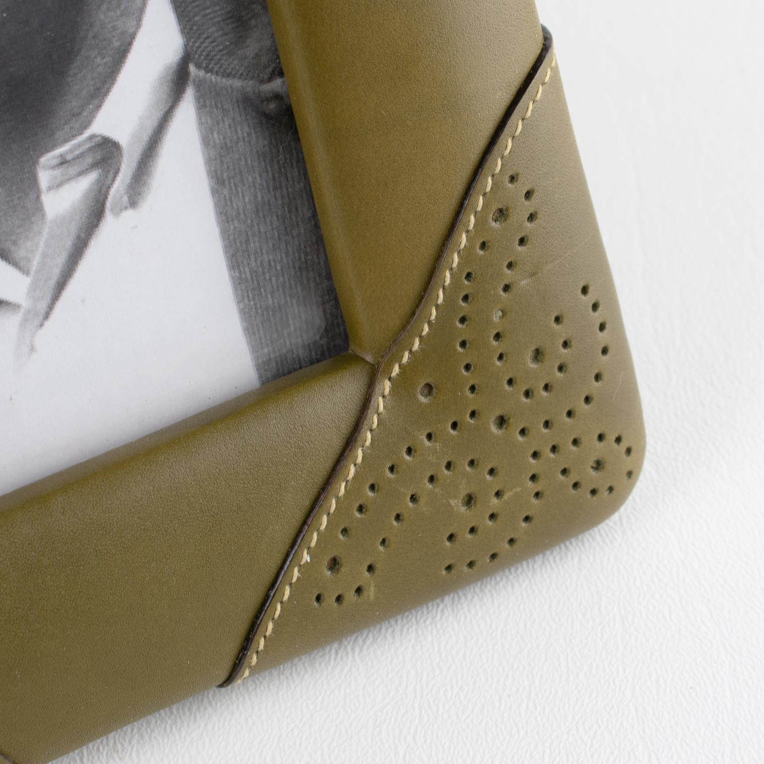 Gucci, Italy Leather Picture Frame with Pierced Design, circa 1970 For Sale 3