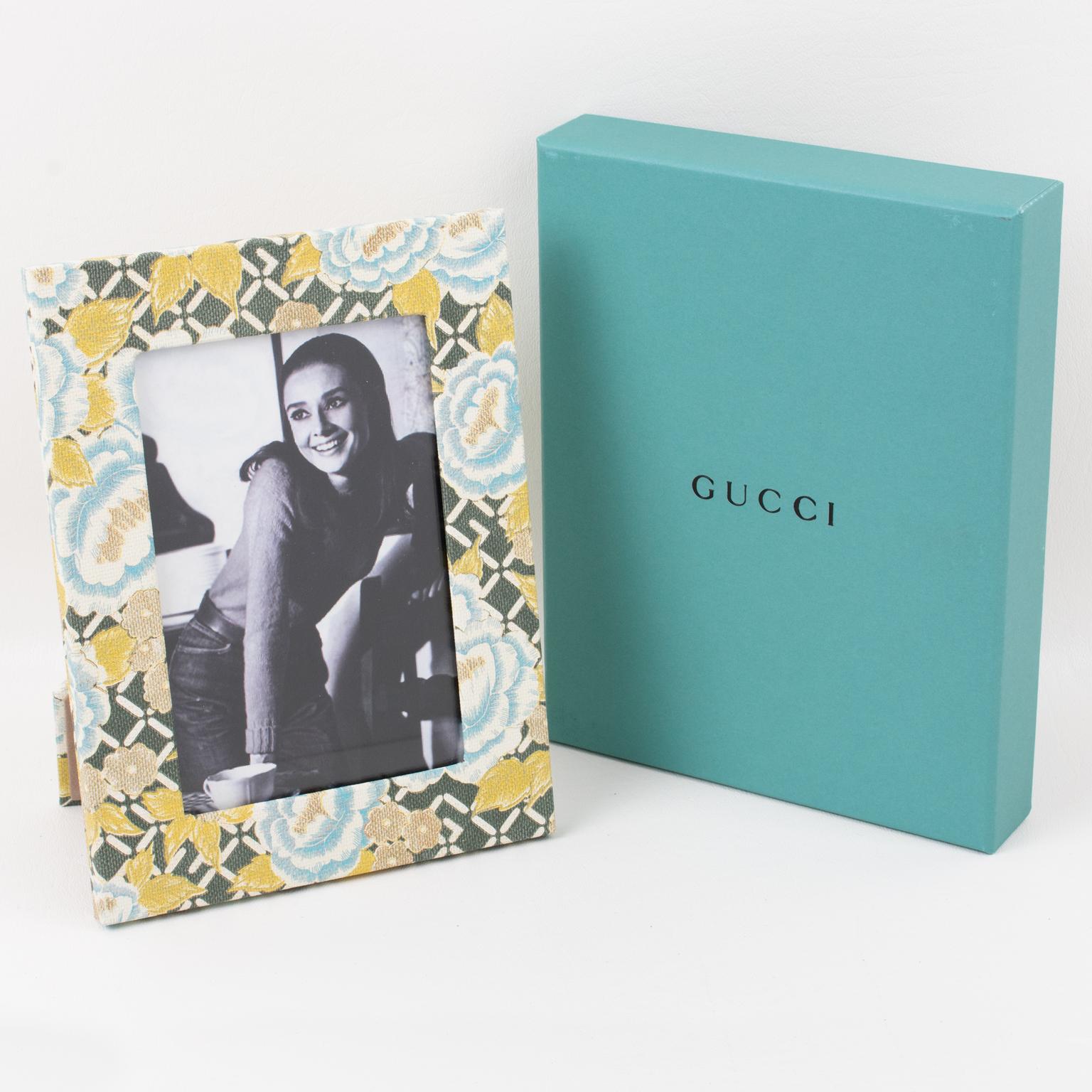 Modern Gucci Italy Liberty Flower Picture Frame in Box For Sale