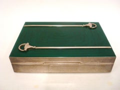 Gucci Italy Malachite Horsebit Scatola placcata in argento 1970´s