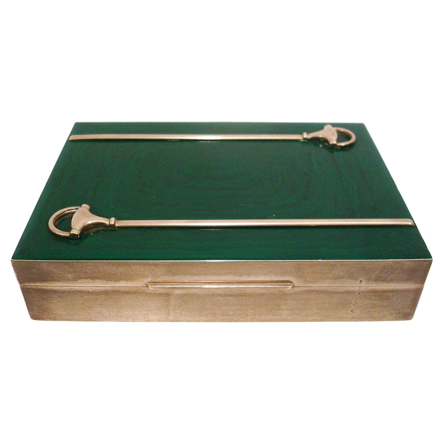 Gucci Italy Malachite Horsebit Silver Plated Box 1970´s