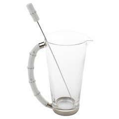 Gucci Italy Metal and Bamboo Barware Cocktail Martini Pitcher and Stirrer