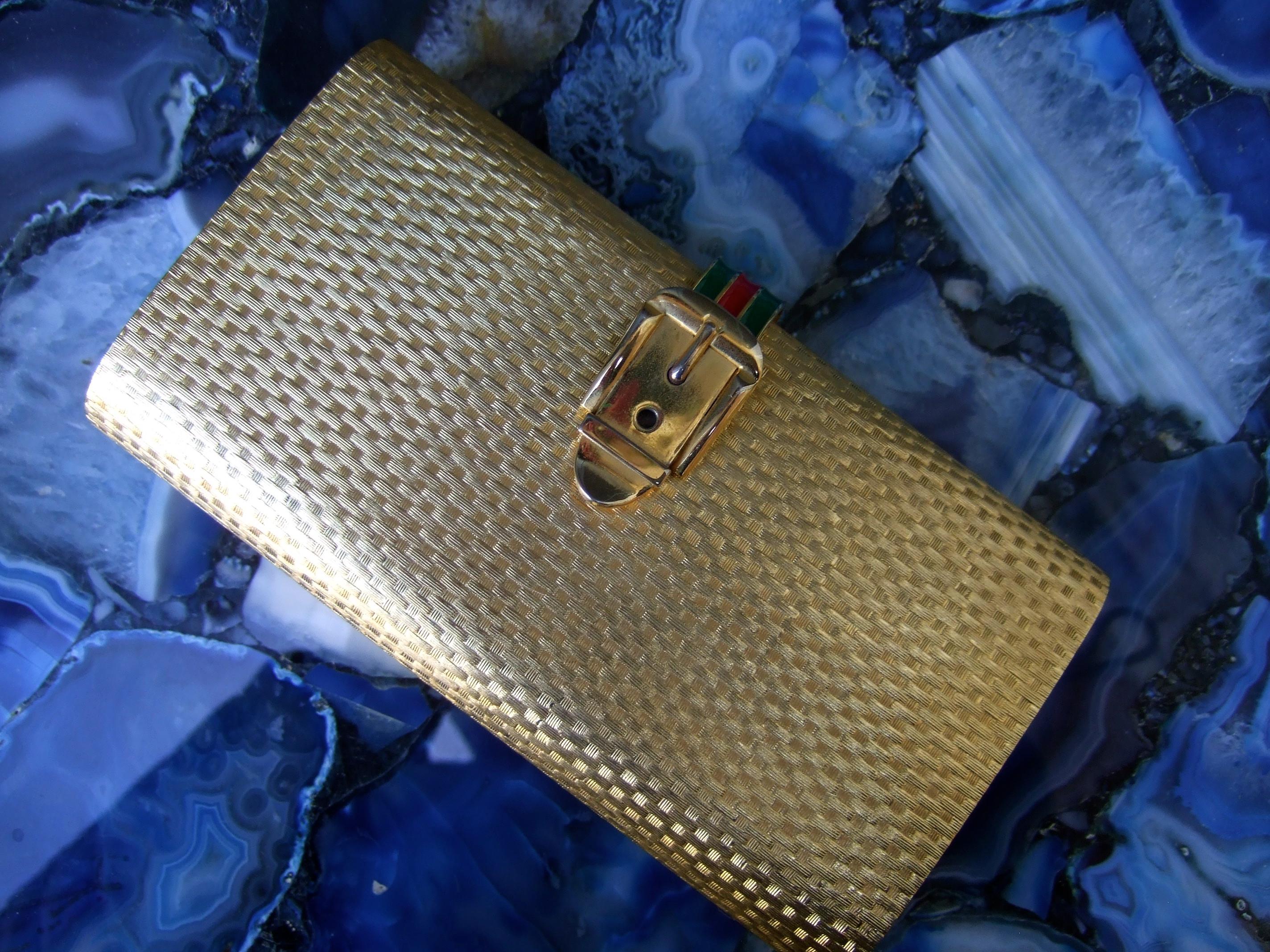 Gucci Italy Opulent Gilt Metal Minaudiere Clutch c 1970s For Sale 11