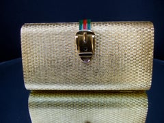 Gucci Italy Opulent Gilt Metal Minaudiere Clutch c 1970s