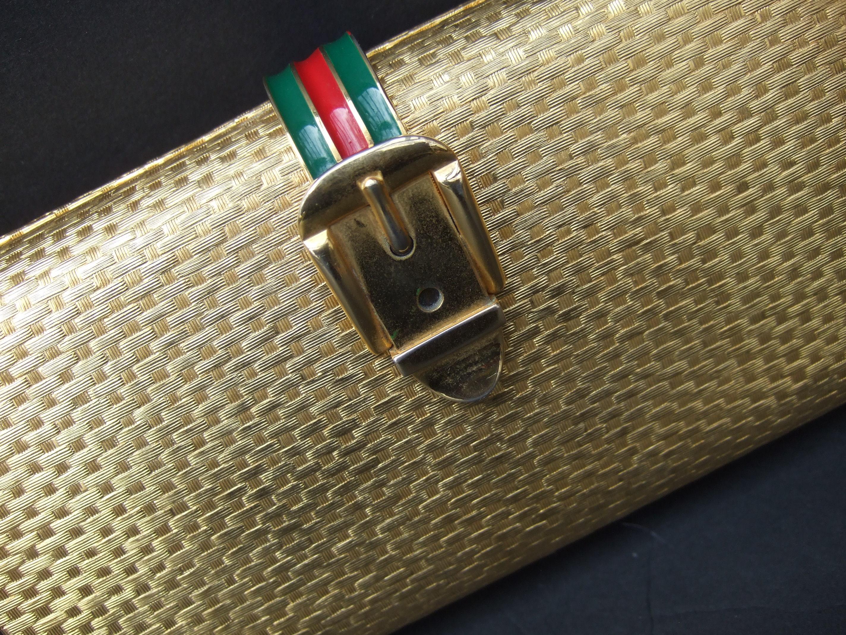 Gucci Italy Opulent Gilt Metal Minaudiere Clutch c 1970s For Sale 2