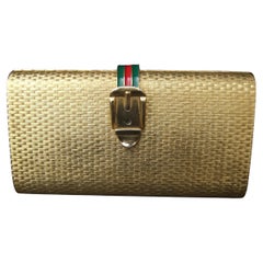 Gucci Italy Opulent Gilt Metal Minaudiere Clutch c 1970s