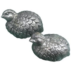 Gucci Italy Pair of Silver Metal Salt & Pepper Shakers c 1970s