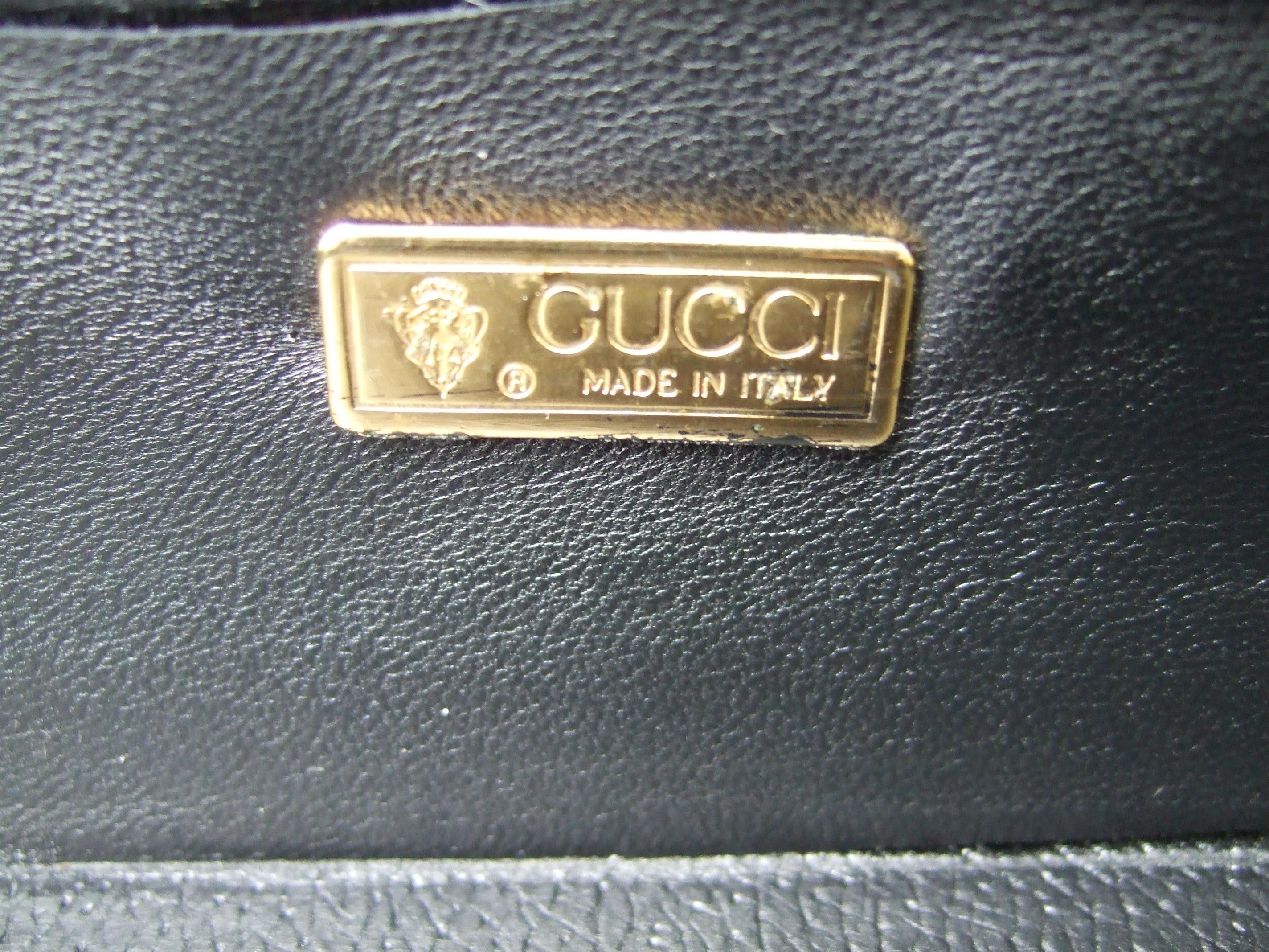 Gucci Italien Seltene Unisex Aktentasche aus schwarzem beschichtetem Segeltuch mit Lederbesatz, ca. 1980er Jahre 13