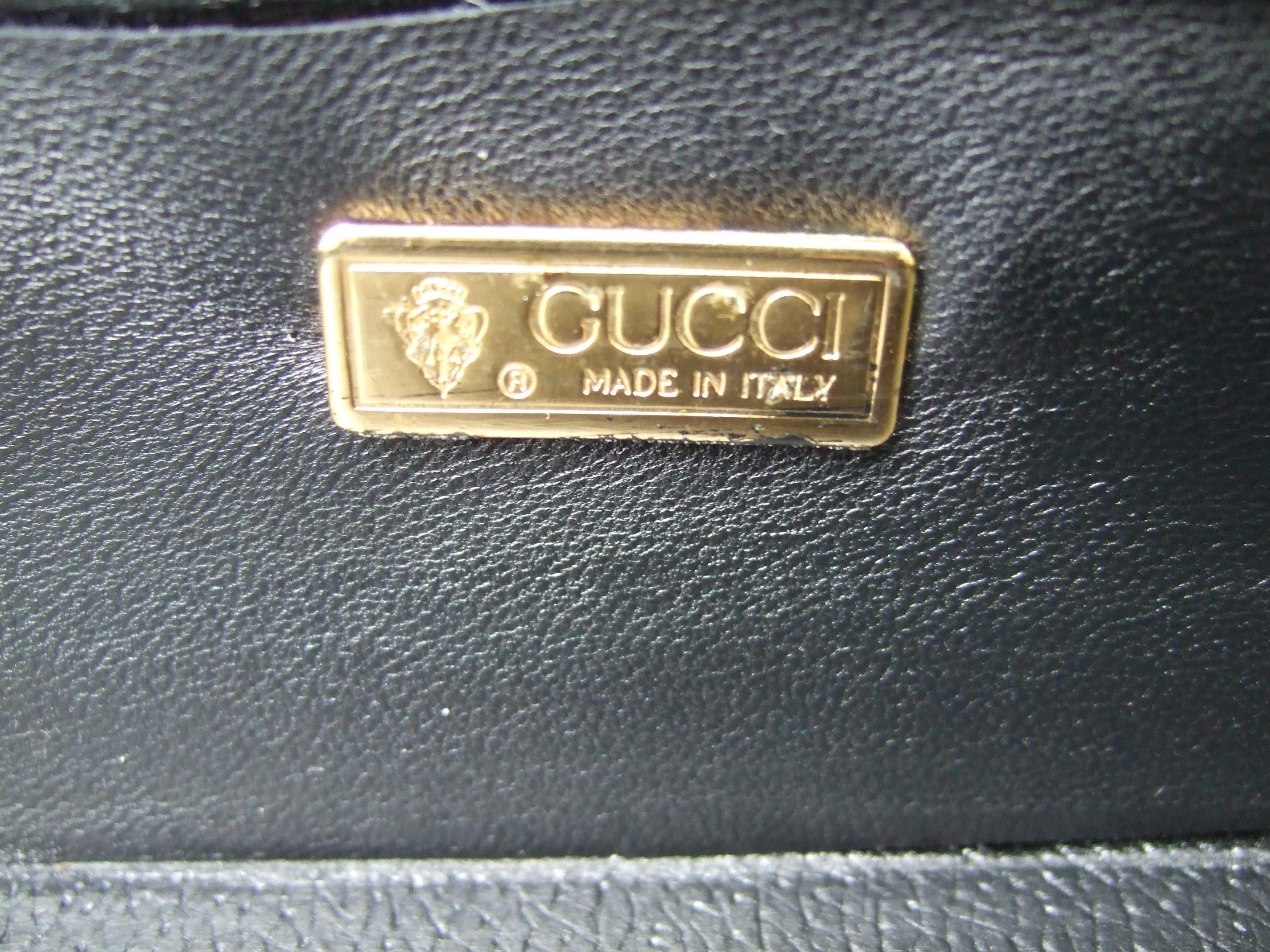 Gucci Italy Rare Black Coated Canvas Leather Trim Unisex Briefcase c 1980s 11