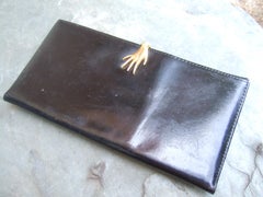 GUCCI Italy Rare Black Leather Hand Clasp Wallet c 1970s