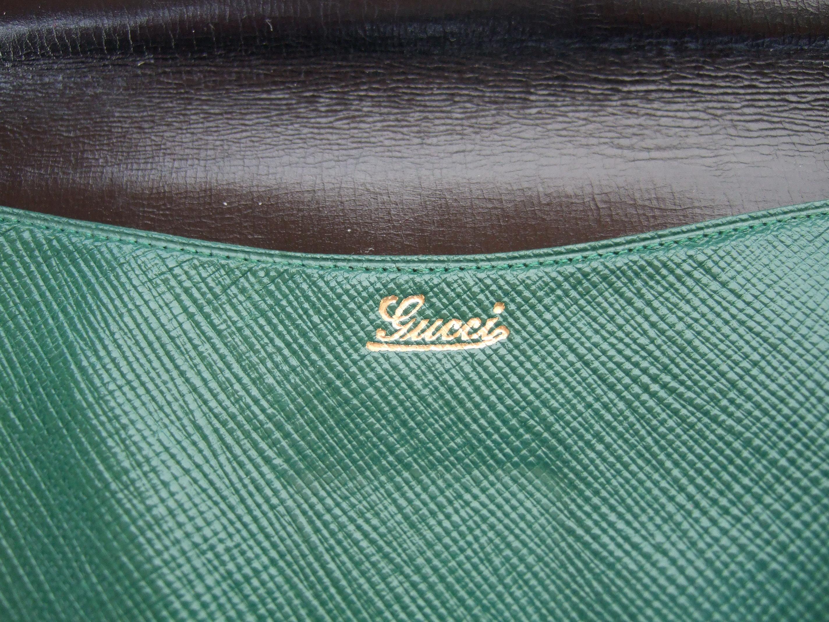 Gucci Italy Rare Black Leather Hand Clasp Wallet c 1970s 1