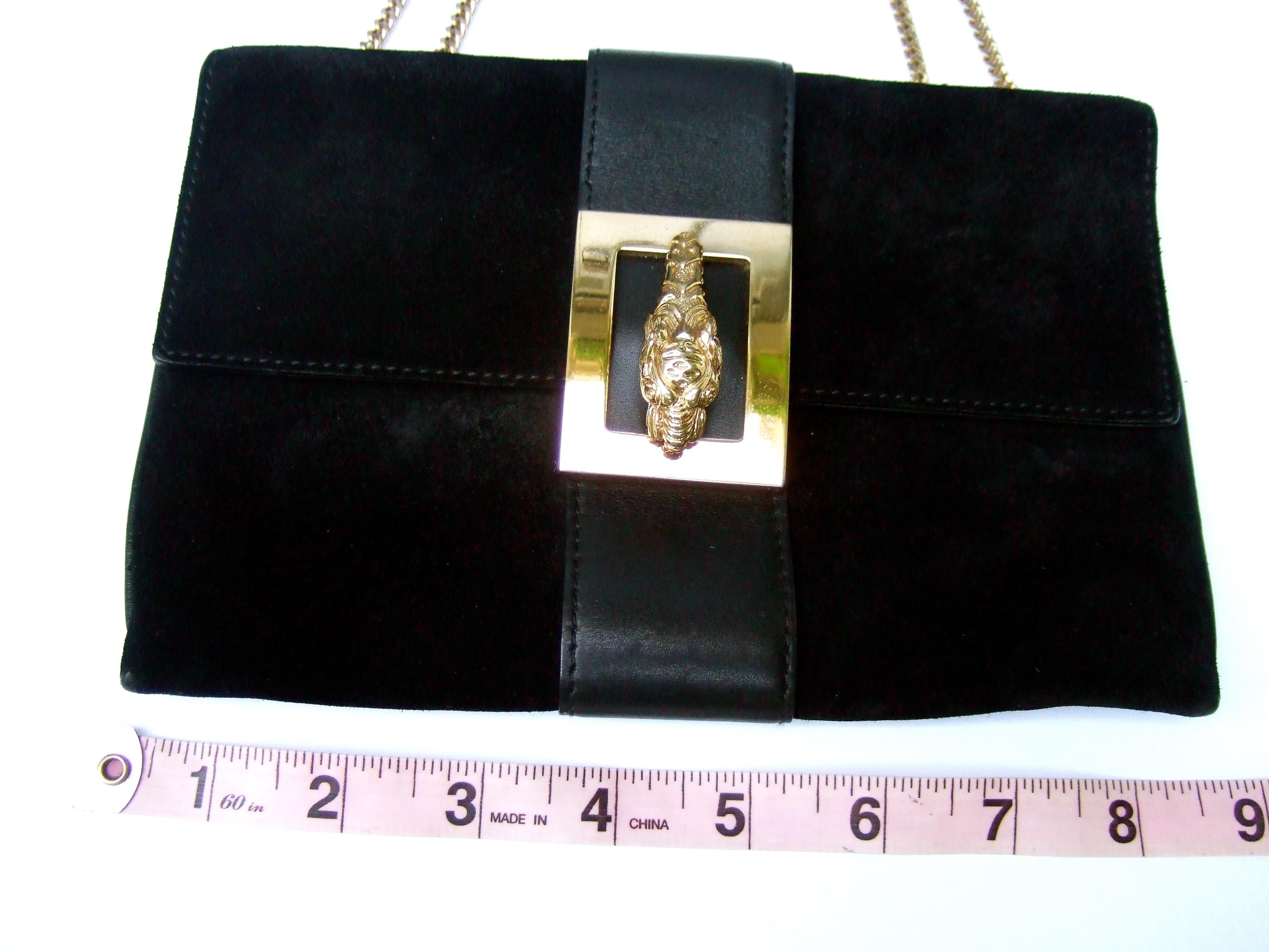Gucci Italy Rare Black Suede Tiger Emblem Handbag Tom Ford Design c 1990s  For Sale 10
