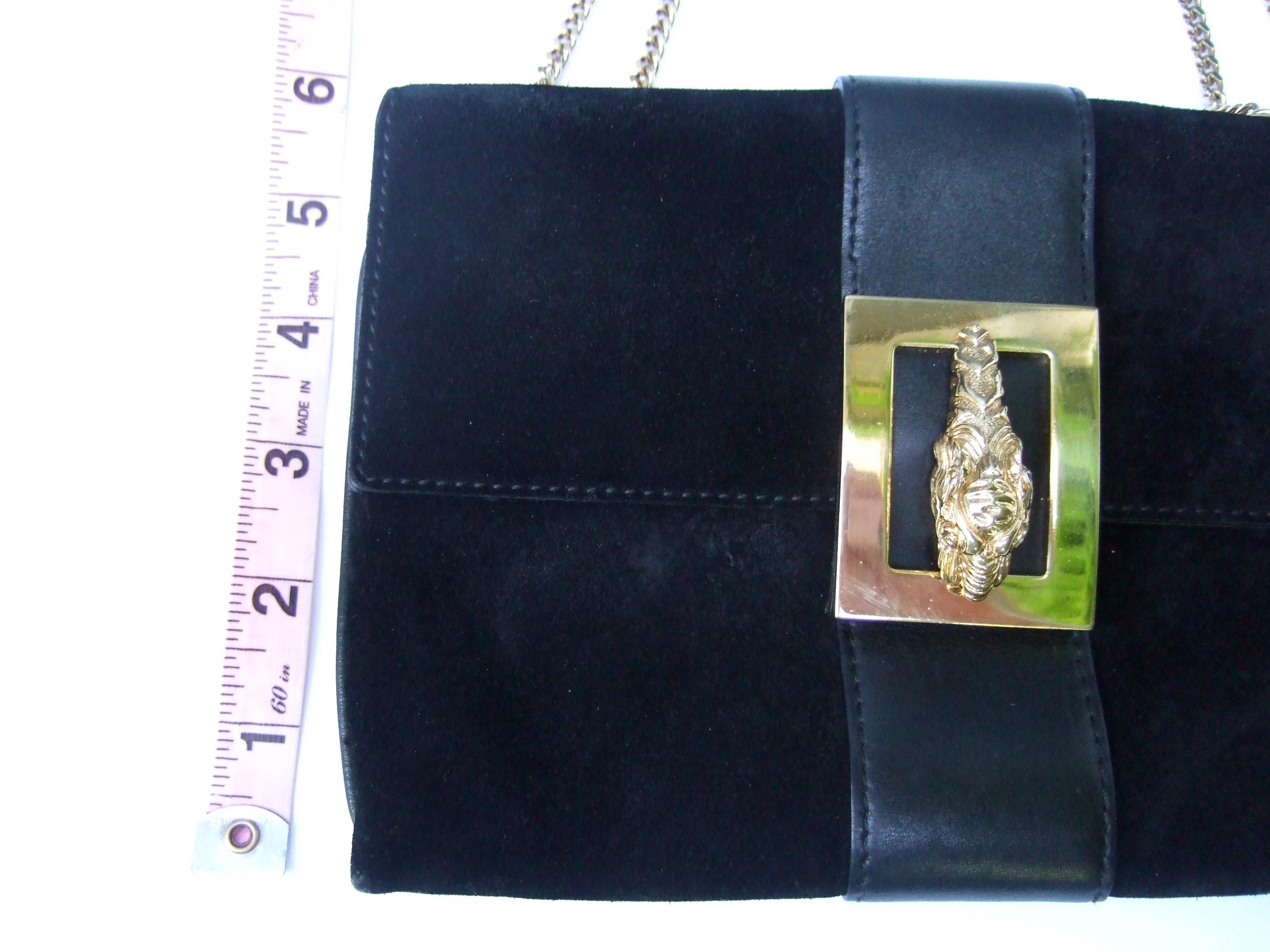 Gucci Italy Rare Black Suede Tiger Emblem Handbag Tom Ford Design c 1990s  For Sale 11