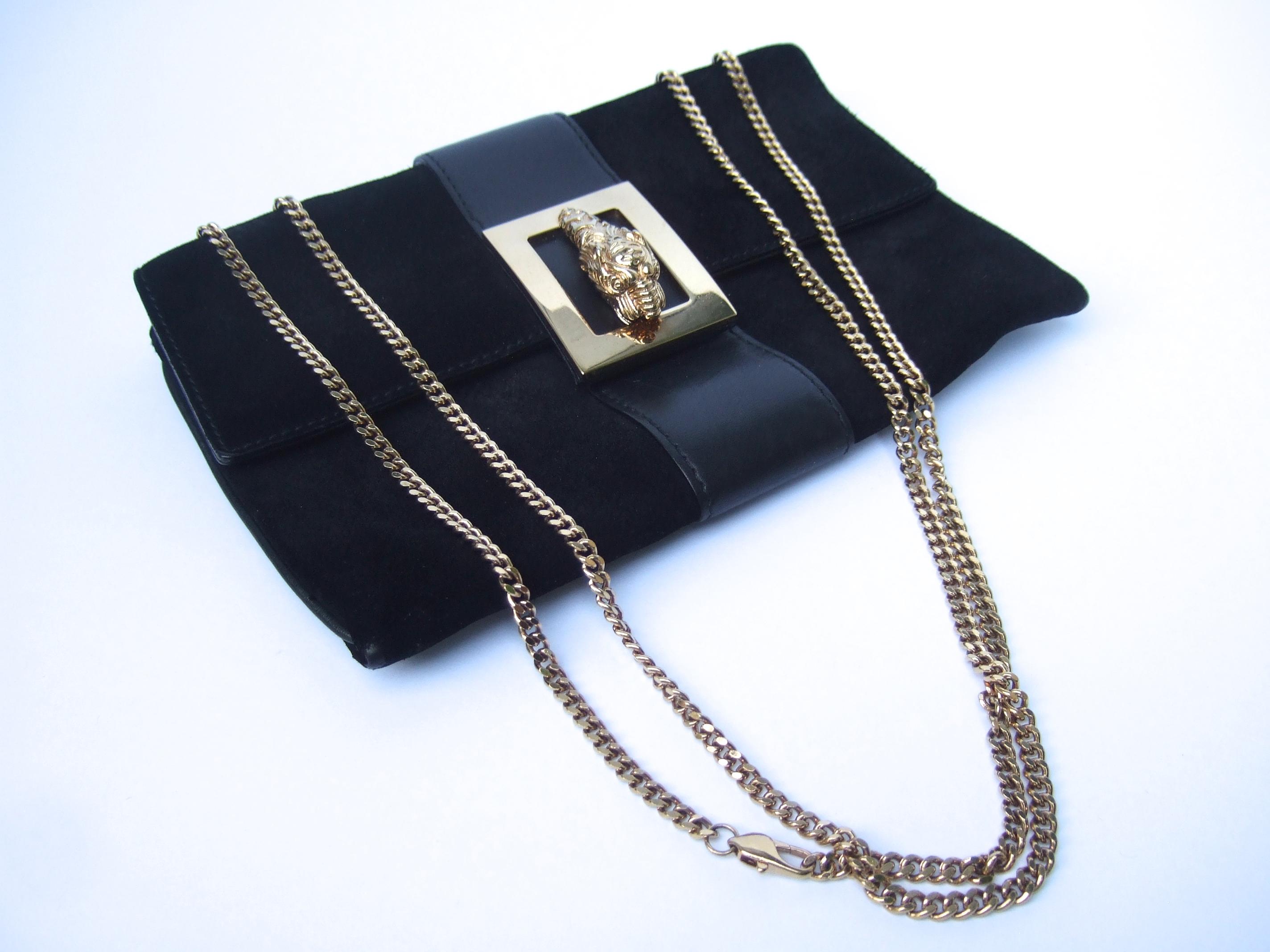 Women's Gucci Italy Rare Black Suede Tiger Emblem Handbag Tom Ford Design c 1990s  For Sale