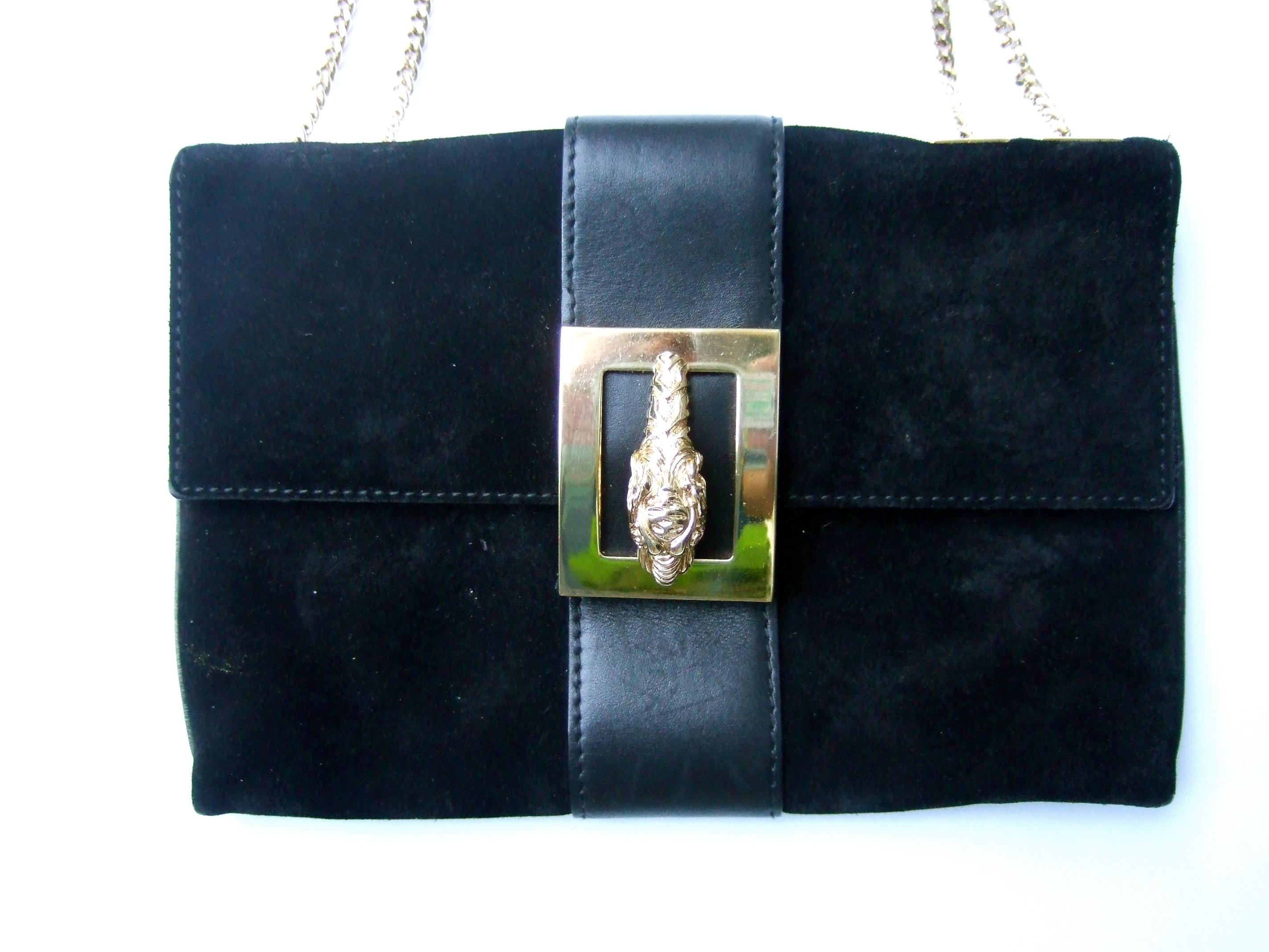 Gucci Italy Rare Black Suede Tiger Emblem Handbag Tom Ford Design c 1990s  For Sale 1
