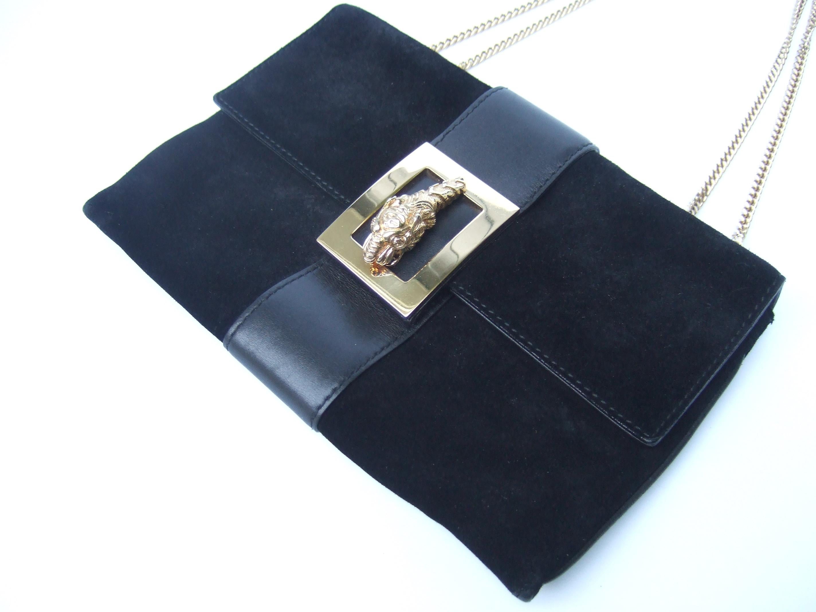 Gucci Italy Rare Black Suede Tiger Emblem Handbag Tom Ford Design c 1990s  For Sale 3