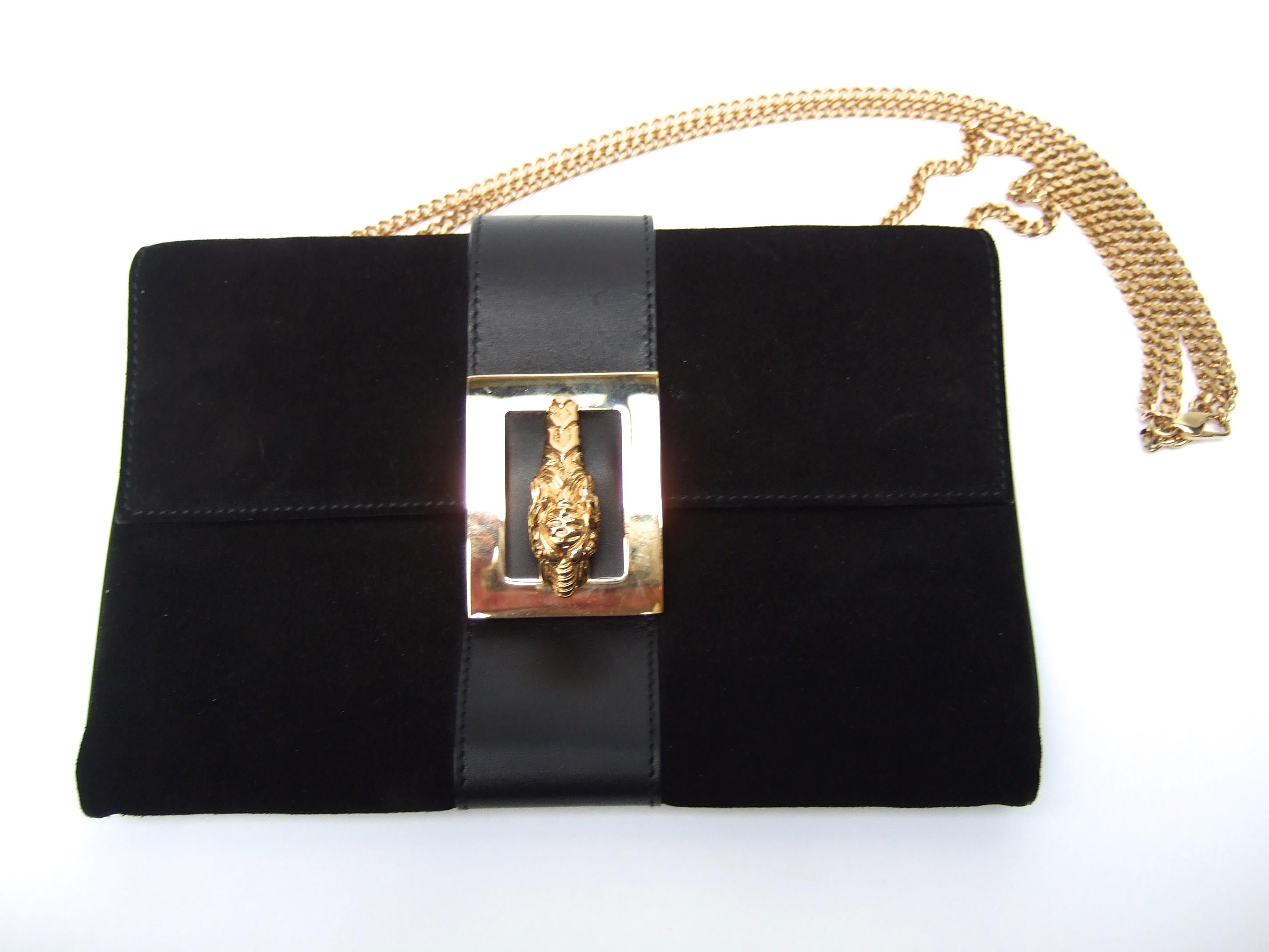 Gucci Italy Rare Black Suede Tiger Emblem Handbag Tom Ford Era c 2000 5