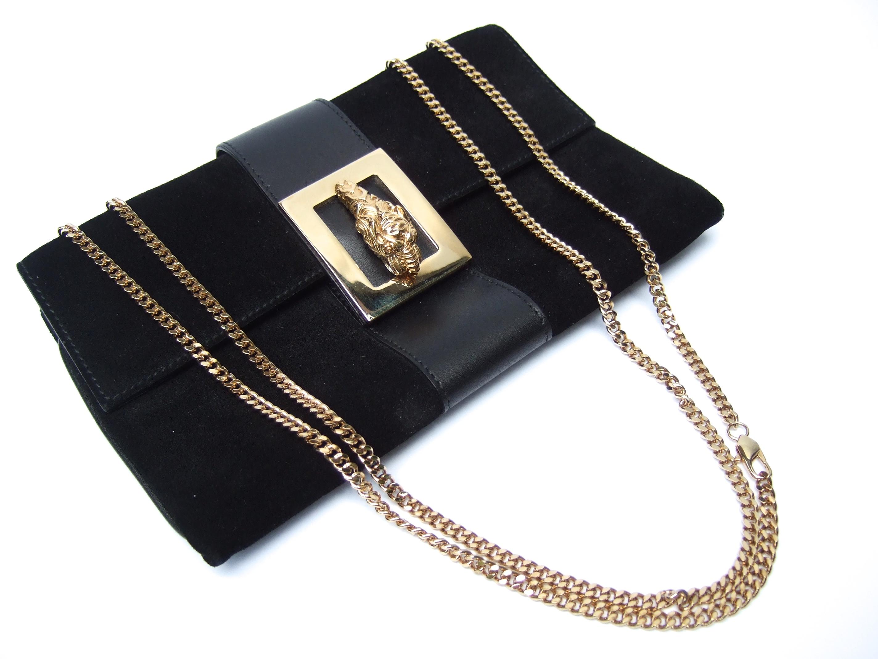 Gucci Italy Rare Black Suede Tiger Emblem Handbag Tom Ford Era c 2000 6