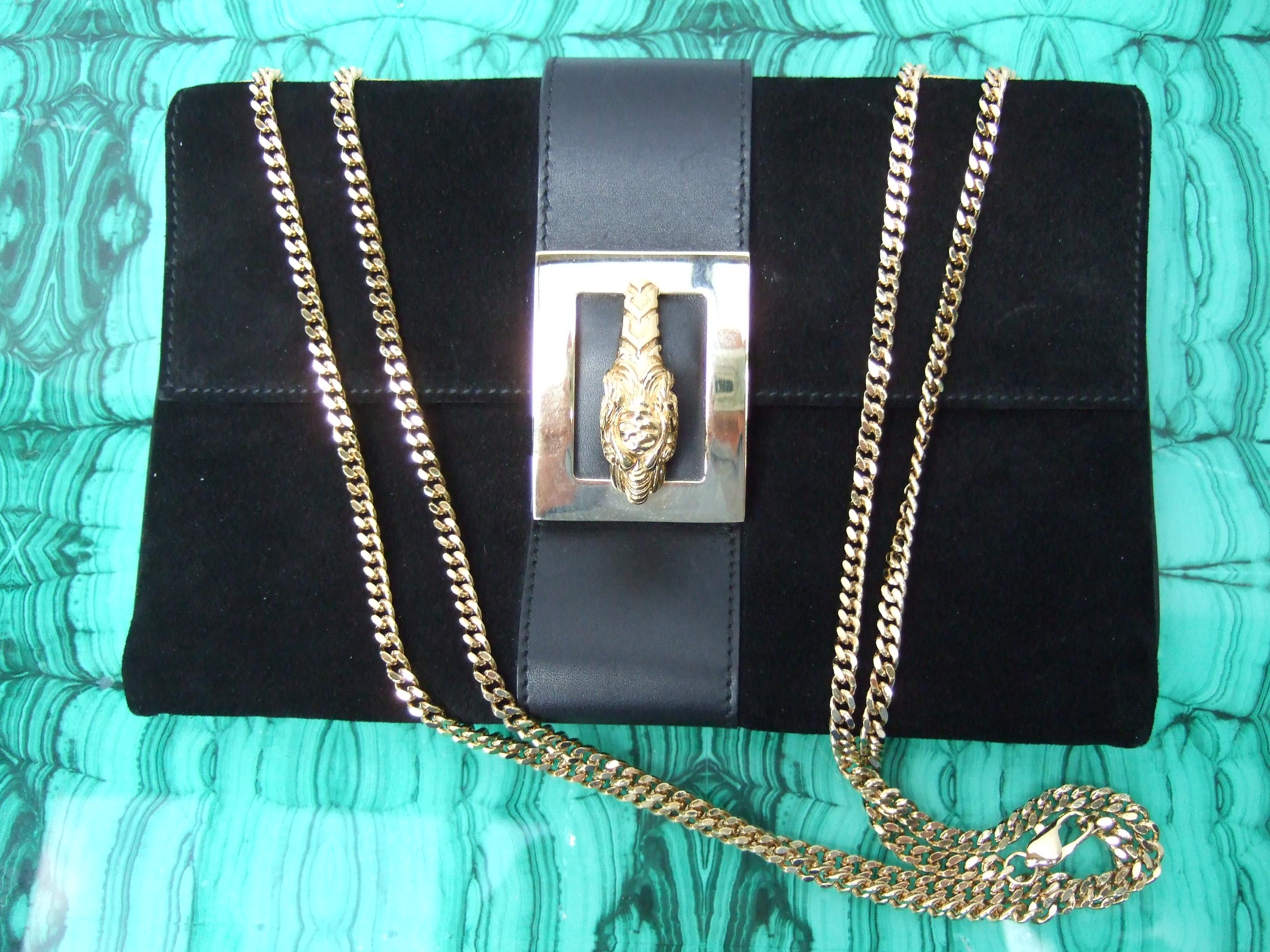 Gucci Italy Rare Black Suede Tiger Emblem Handbag Tom Ford Era c 2000 In Good Condition In University City, MO