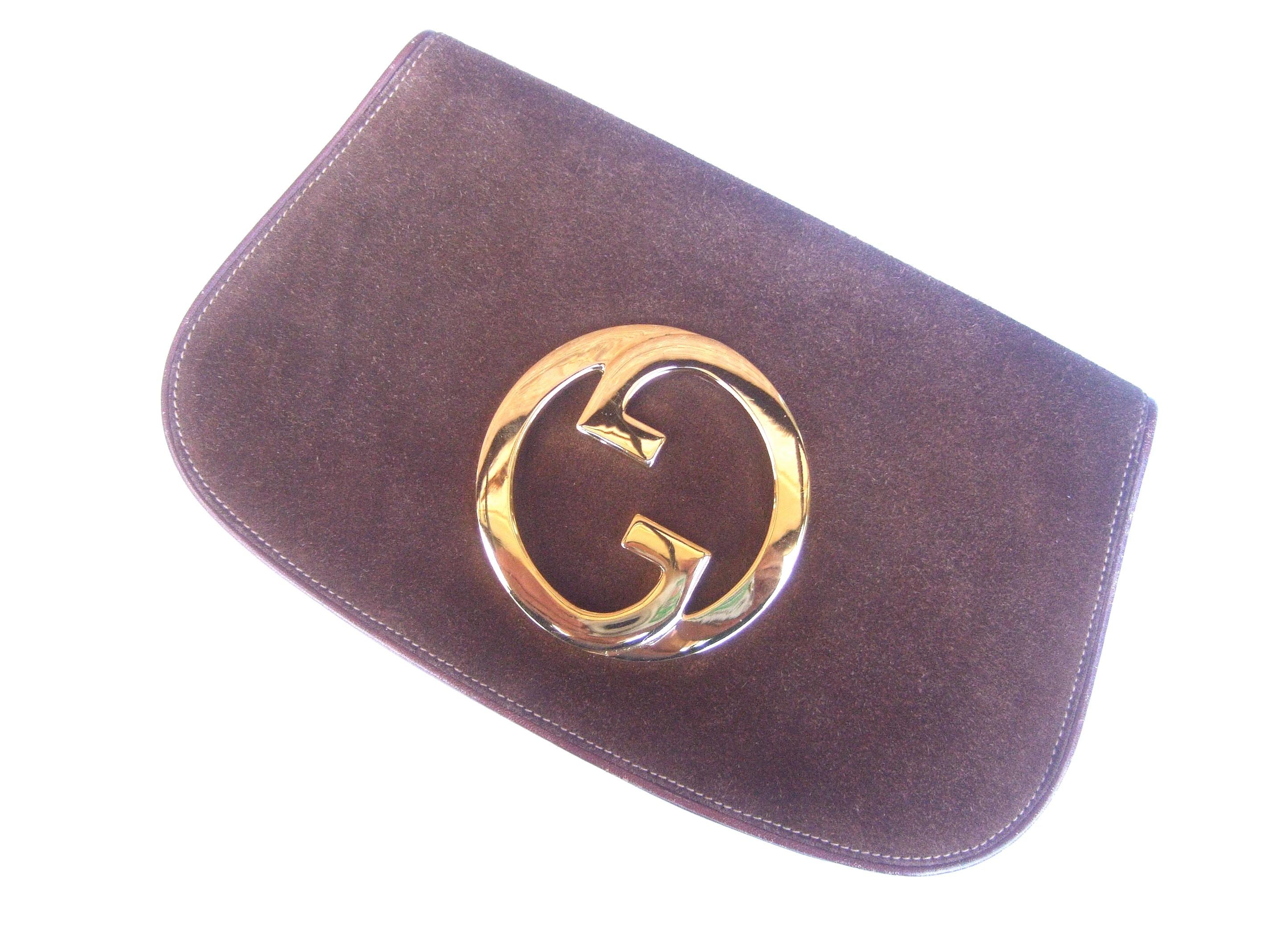 Gucci Italy Rare Brown Suede Blondie Clutch c 1970s  2