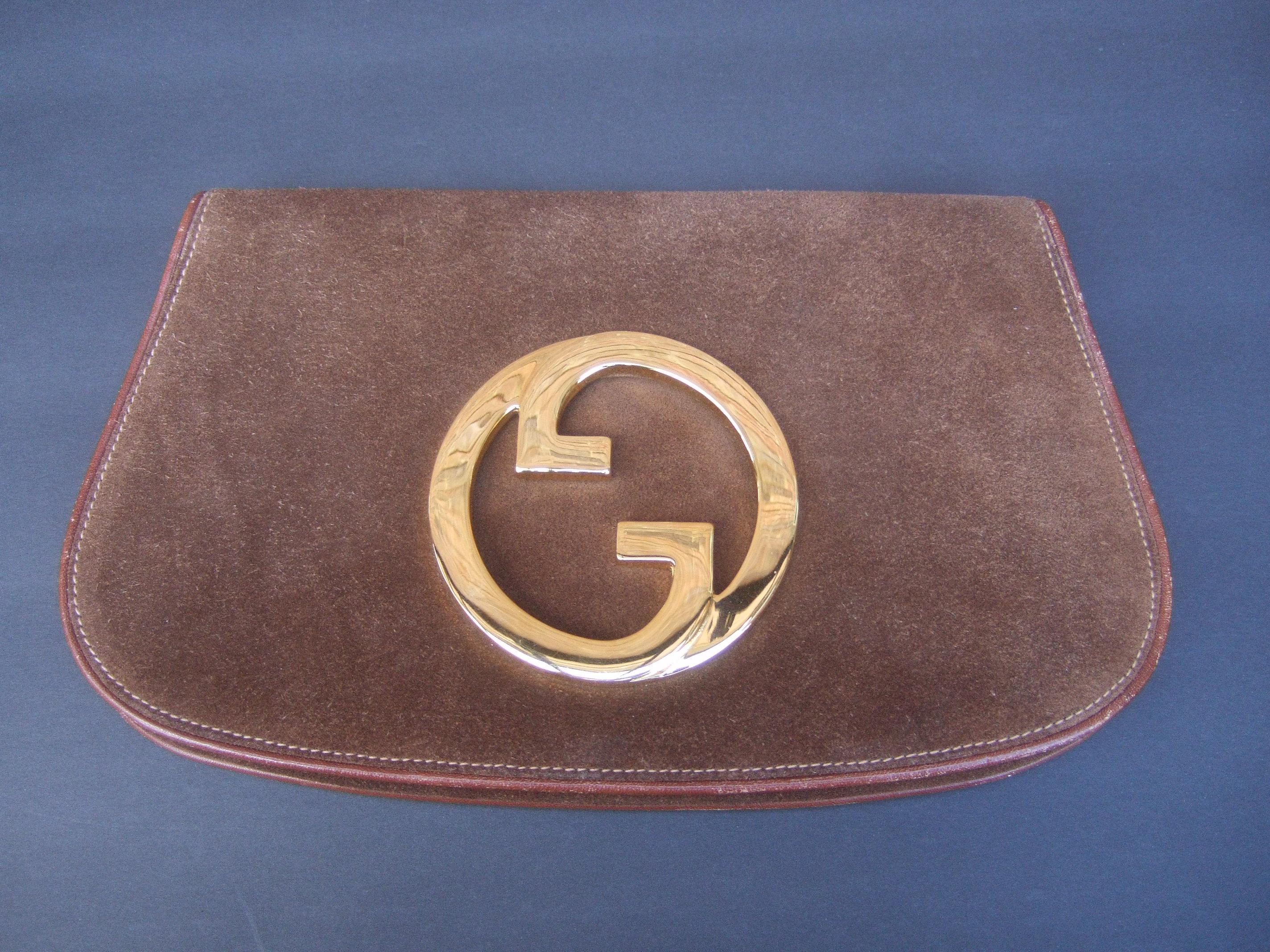 Gucci Italy Rare Brown Suede Blondie Clutch c 1970s  5