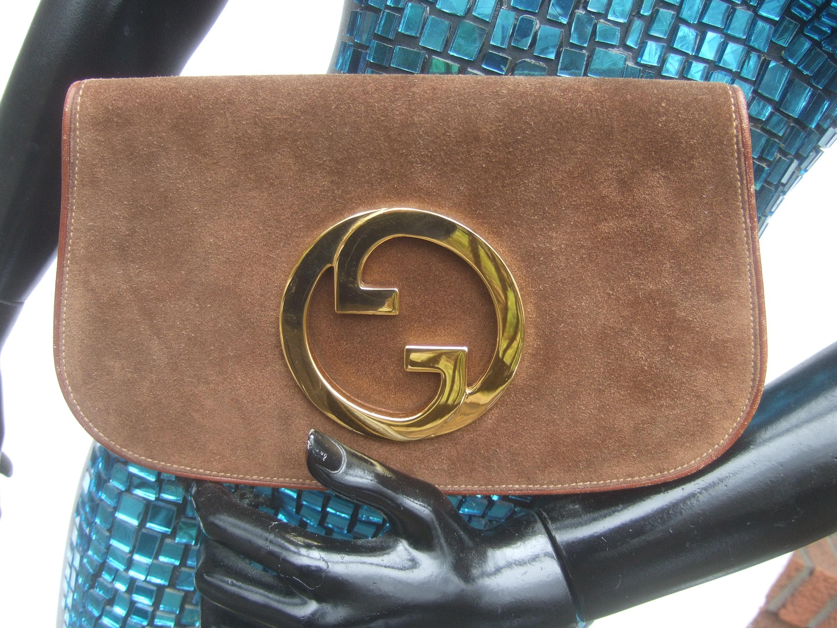 Gucci Italy Rare Brown Suede Blondie Clutch c 1970s  1