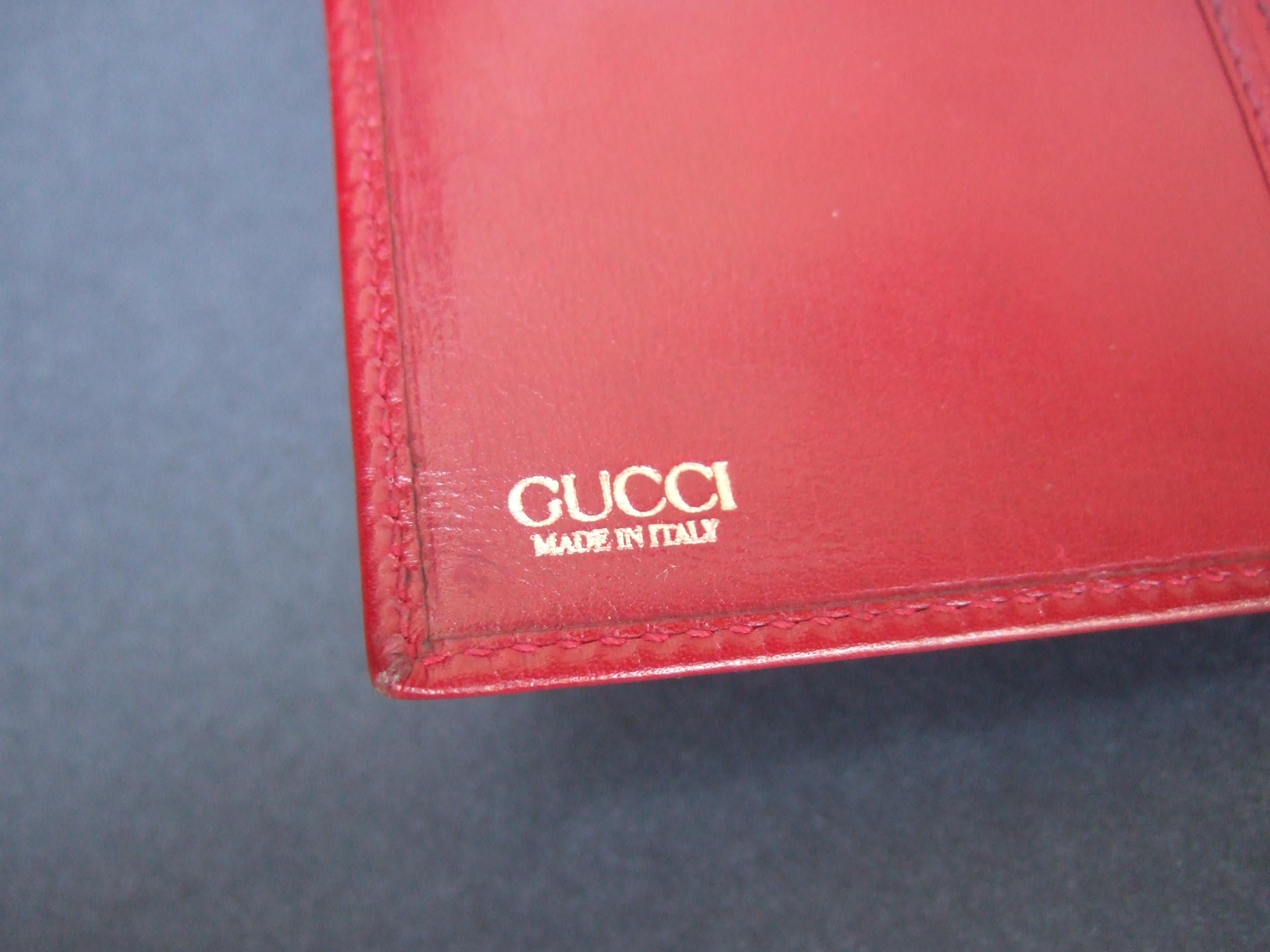 Gucci Italy Rare Cherry Red Leather Hand Clasp Wallet c 1980s  5