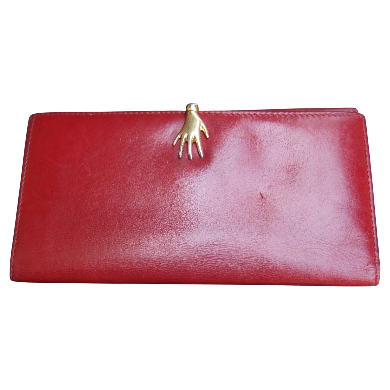 Gucci Italy Rare Cherry Red Leather Hand Clasp Wallet c 1980s at 1stDibs |  the hand of gucci wallet