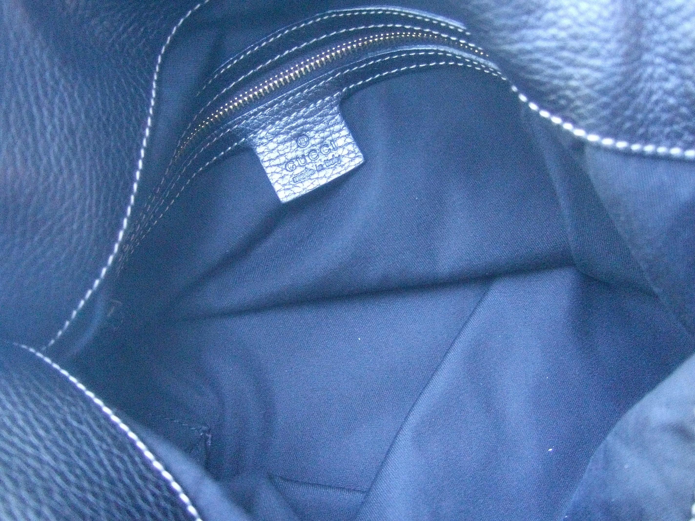 Gucci Italy Rare Embroidered Black Wool Large Handbag - Shoulder Bag c 1990s 14