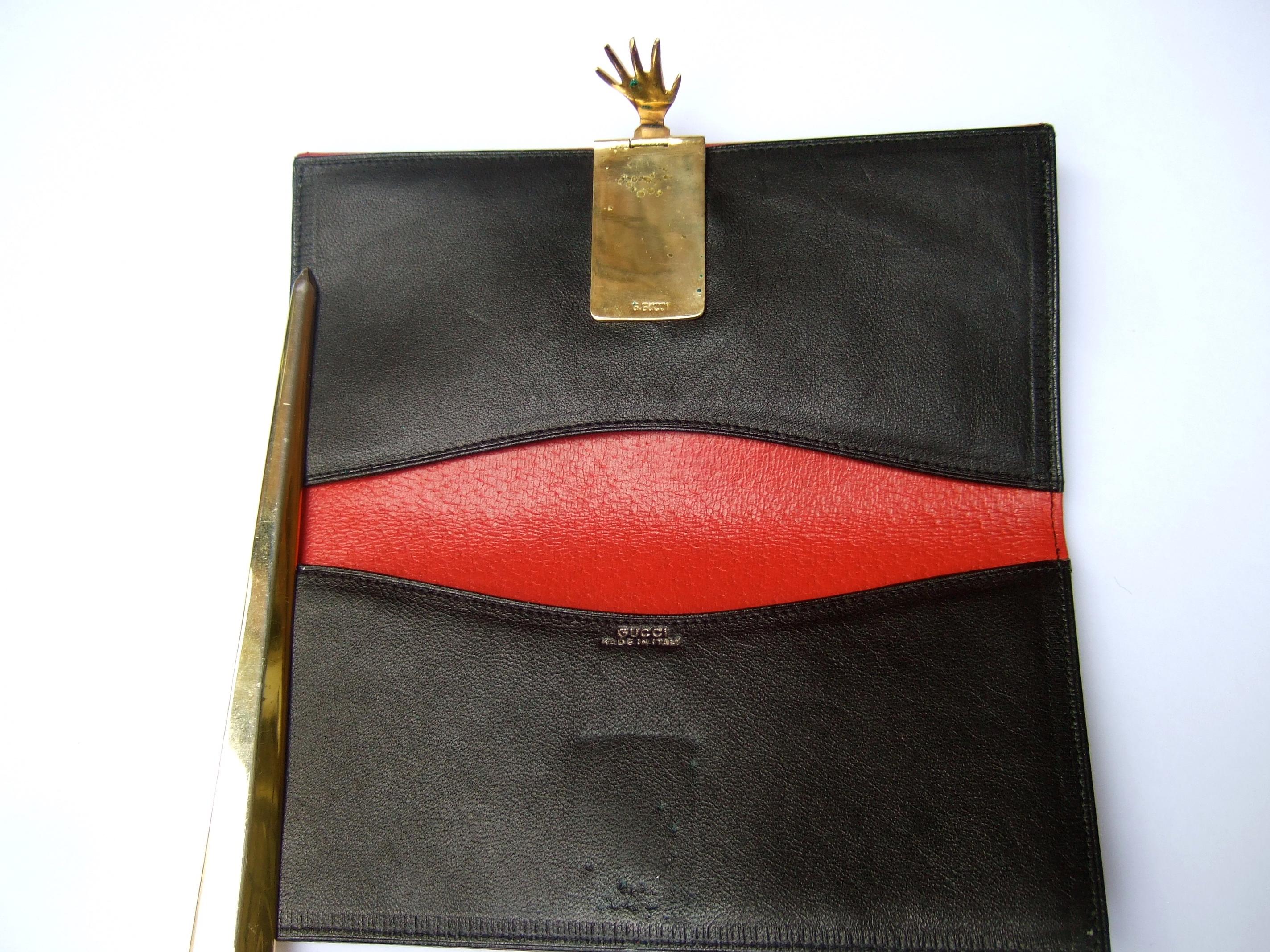 Gucci Italy Rare Red & Black Leather Wallet in Gucci Box c 1970s 6
