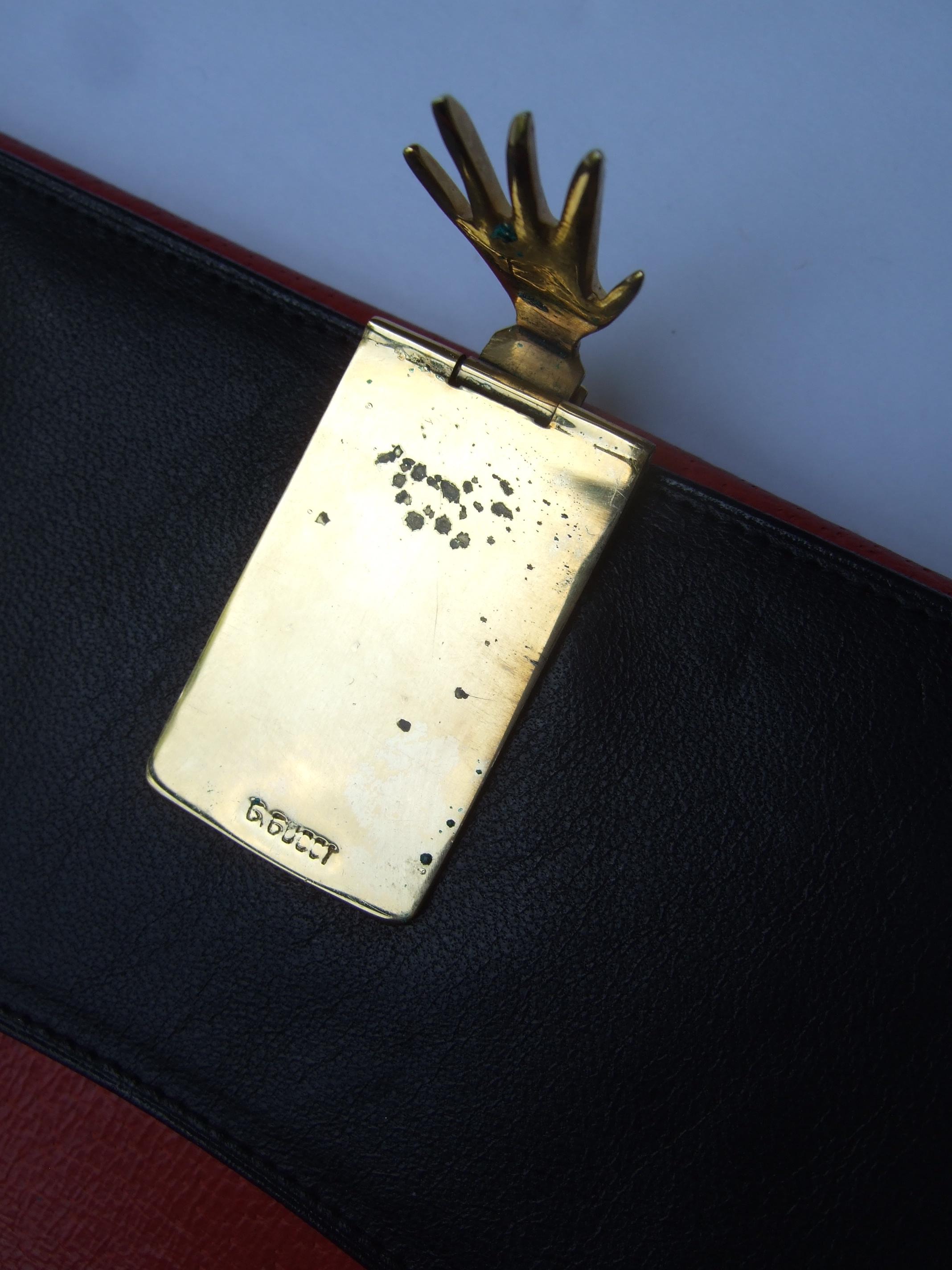 Gucci Italy Rare Red & Black Leather Wallet in Gucci Box c 1970s 8