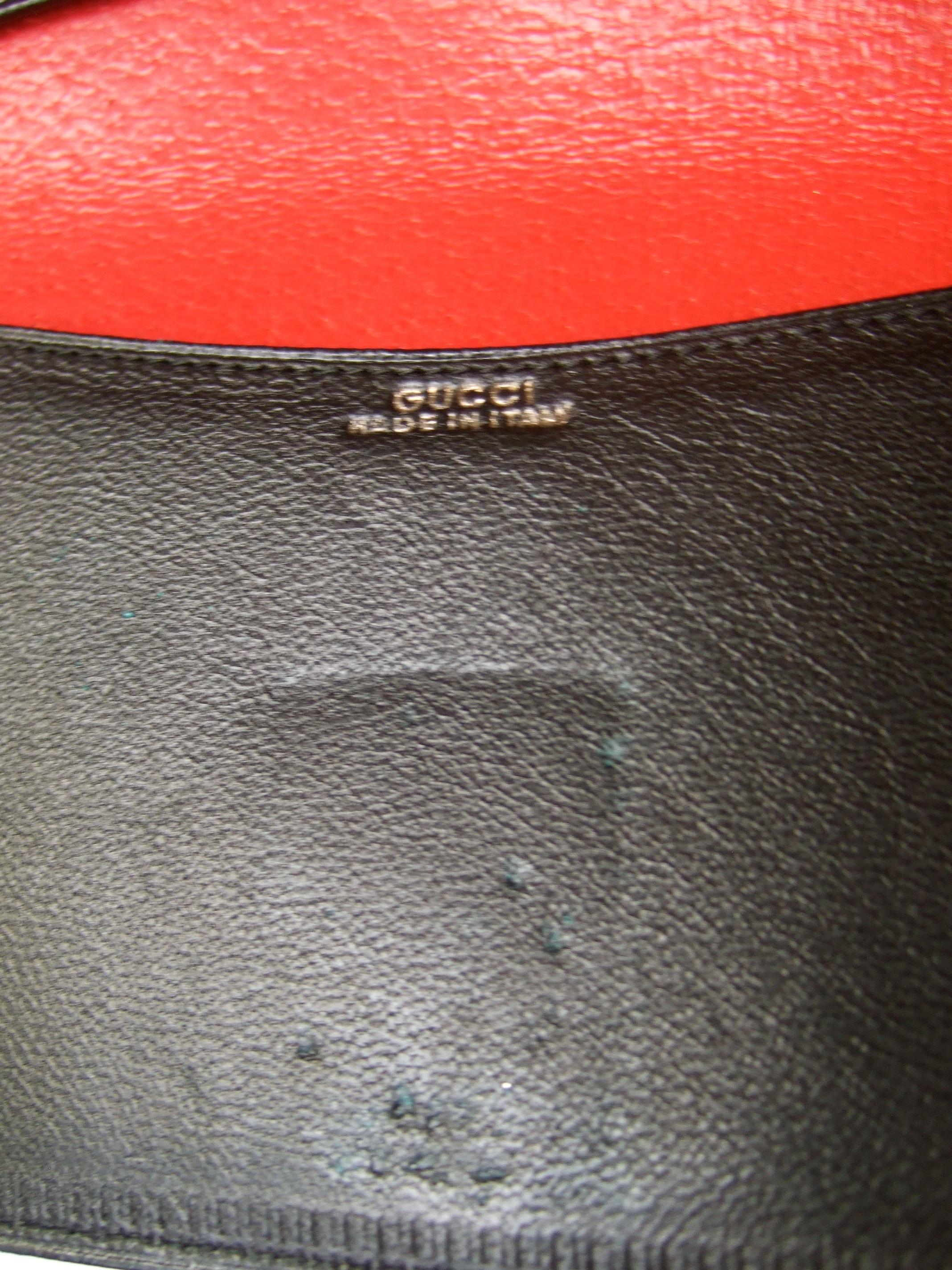 Gucci Italy Rare Red & Black Leather Wallet in Gucci Box c 1970s 9