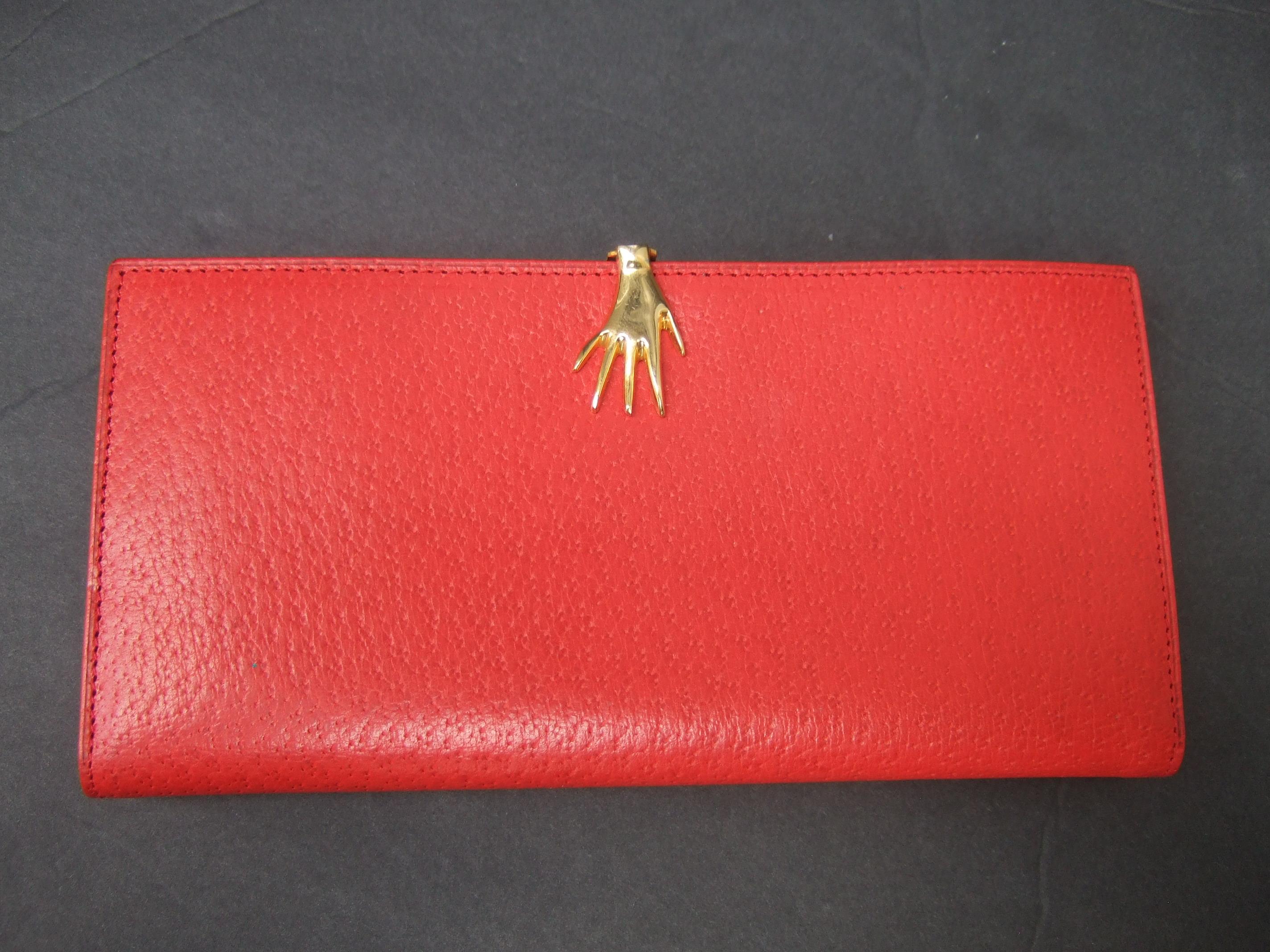 Gucci Italy Rare Red & Black Leather Wallet in Gucci Box c 1970s In Good Condition In University City, MO