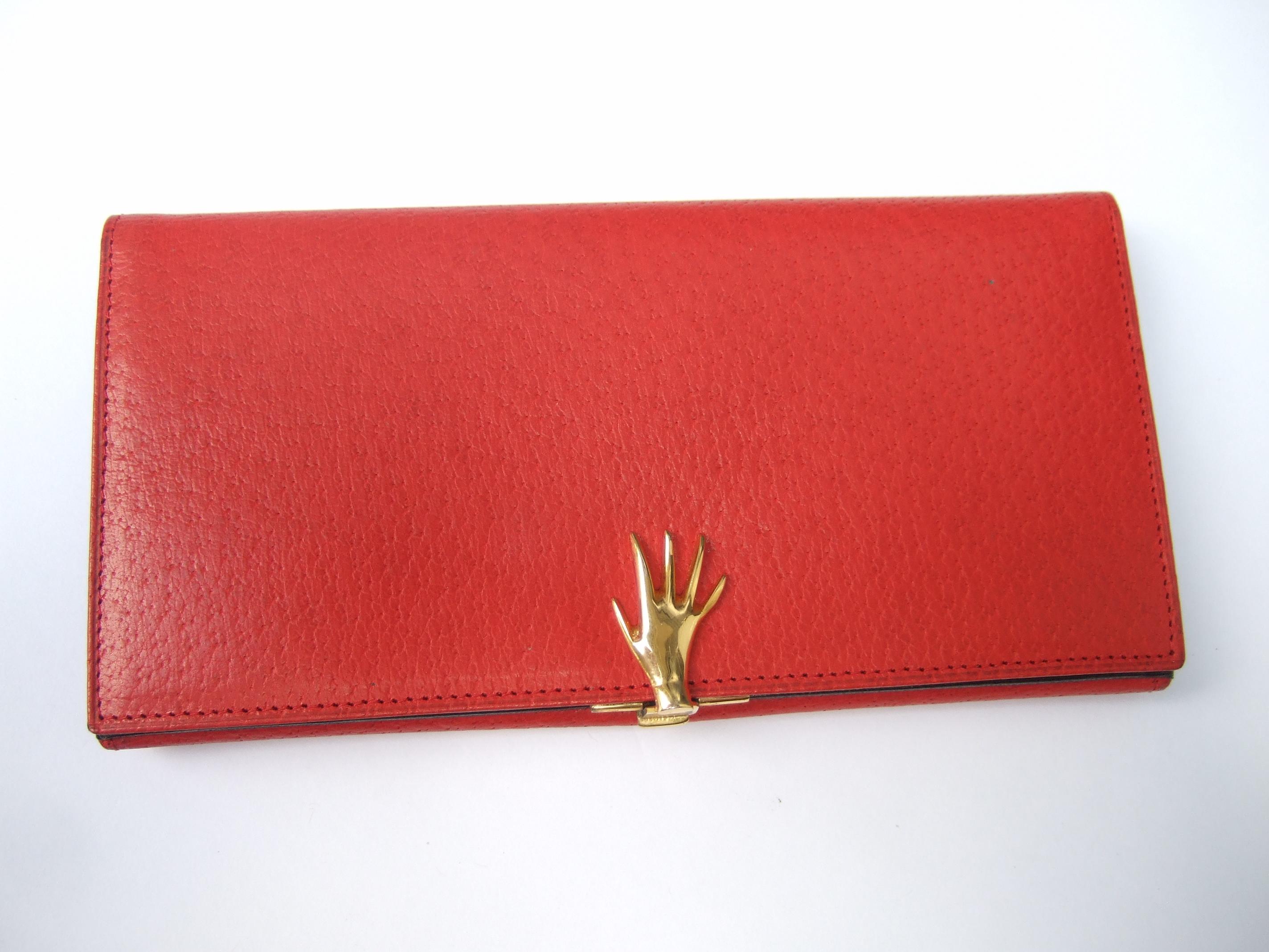 Women's Gucci Italy Rare Red & Black Leather Wallet in Gucci Box c 1970s