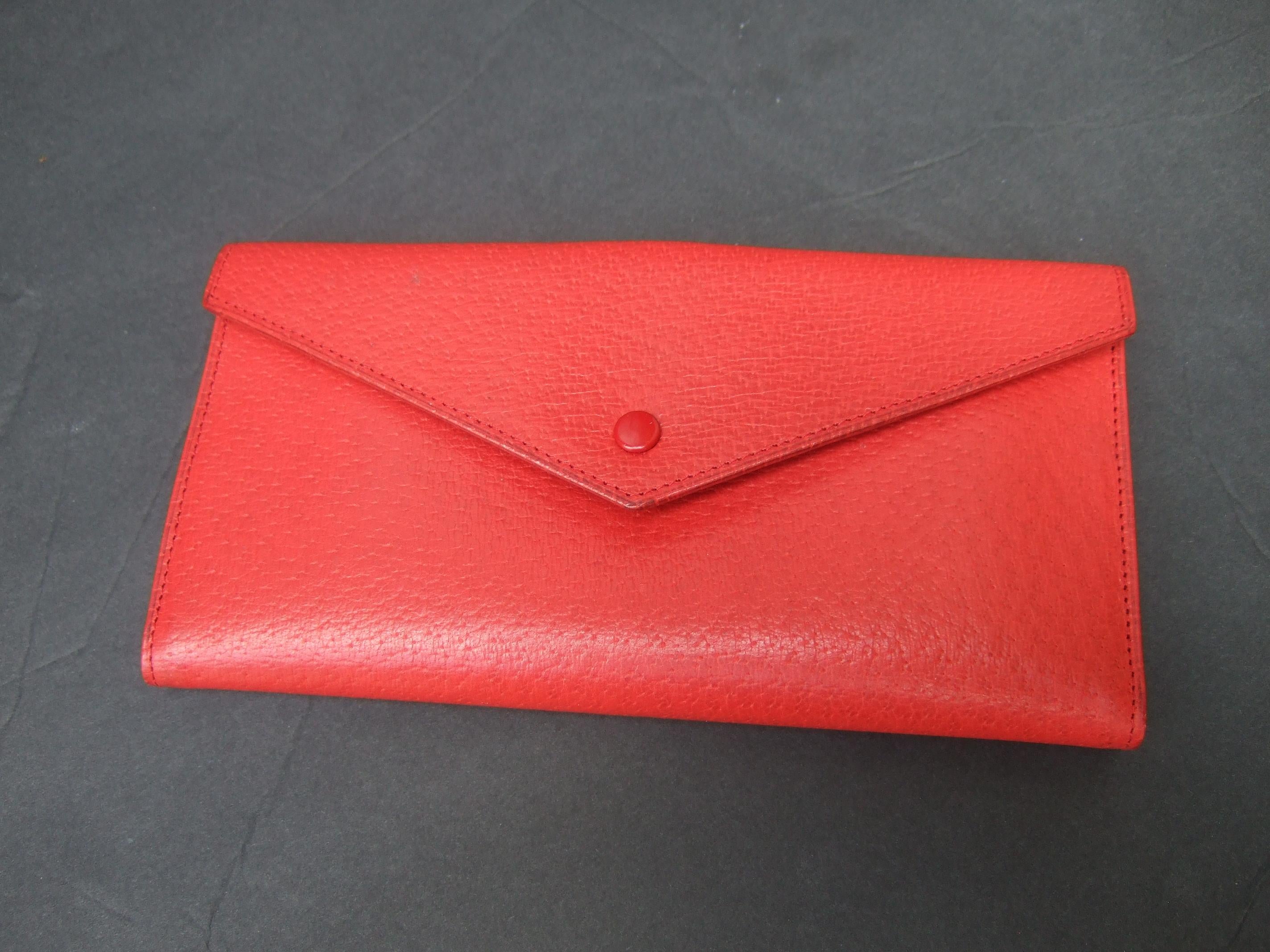 Gucci Italy Rare Red & Black Leather Wallet in Gucci Box c 1970s 3