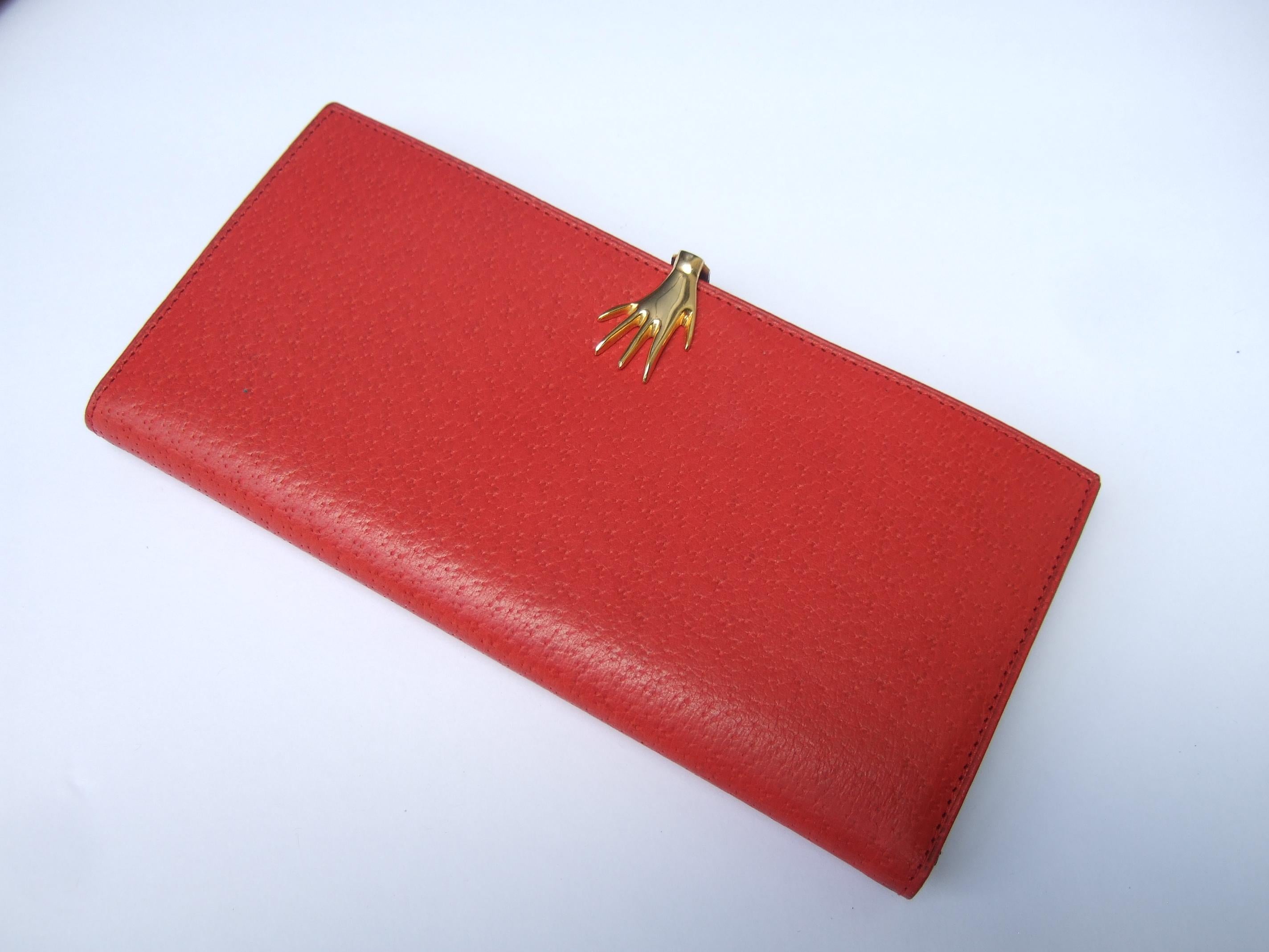 Gucci Italy Rare Red & Black Leather Wallet in Gucci Box c 1970s 4