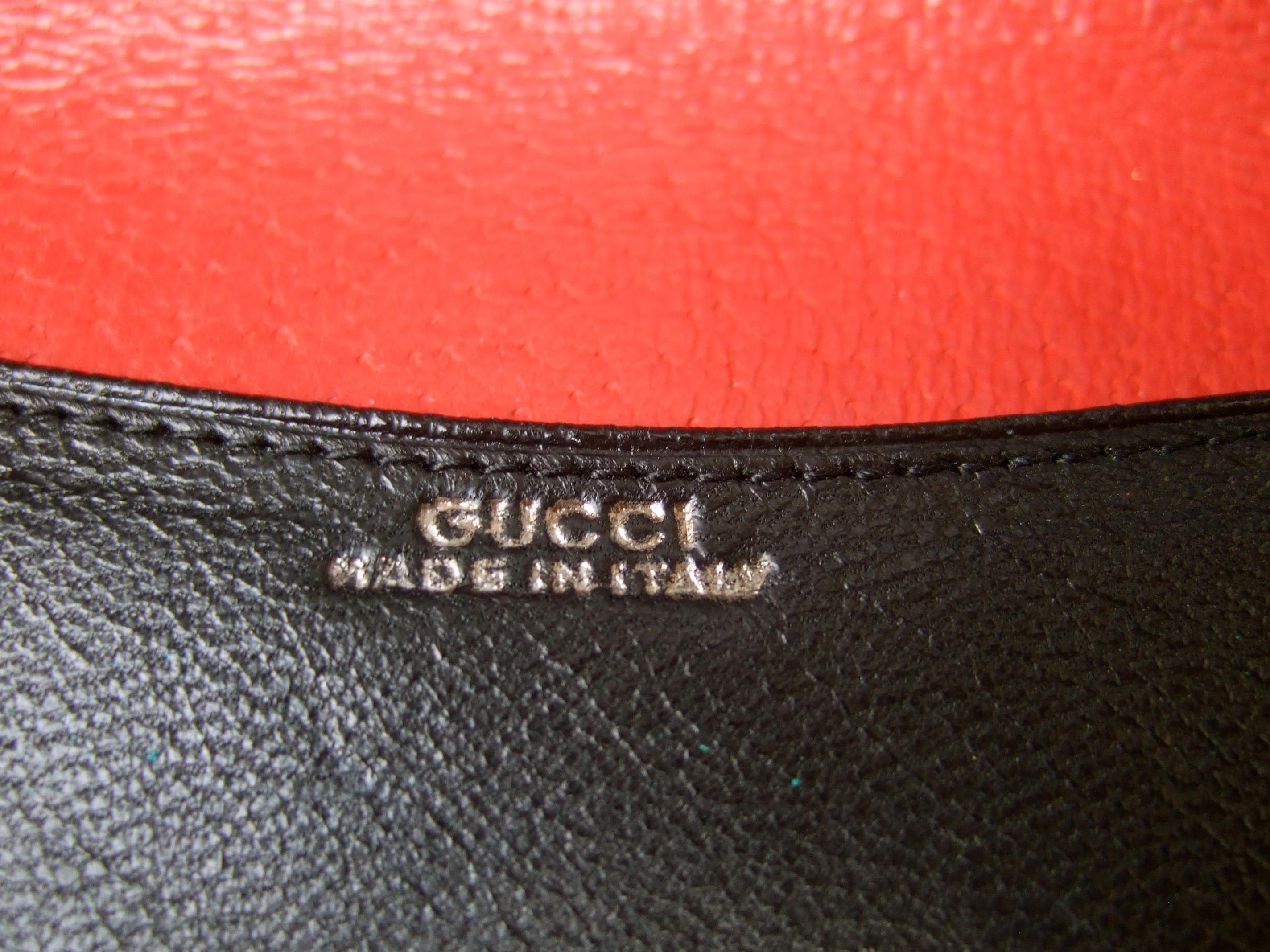 Gucci Italy Rare Red & Black Leather Wallet in Gucci Box c 1970s 5