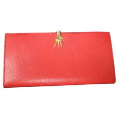 Gucci Italy Rare Red & Black Leather Wallet in Gucci Box c 1970s 