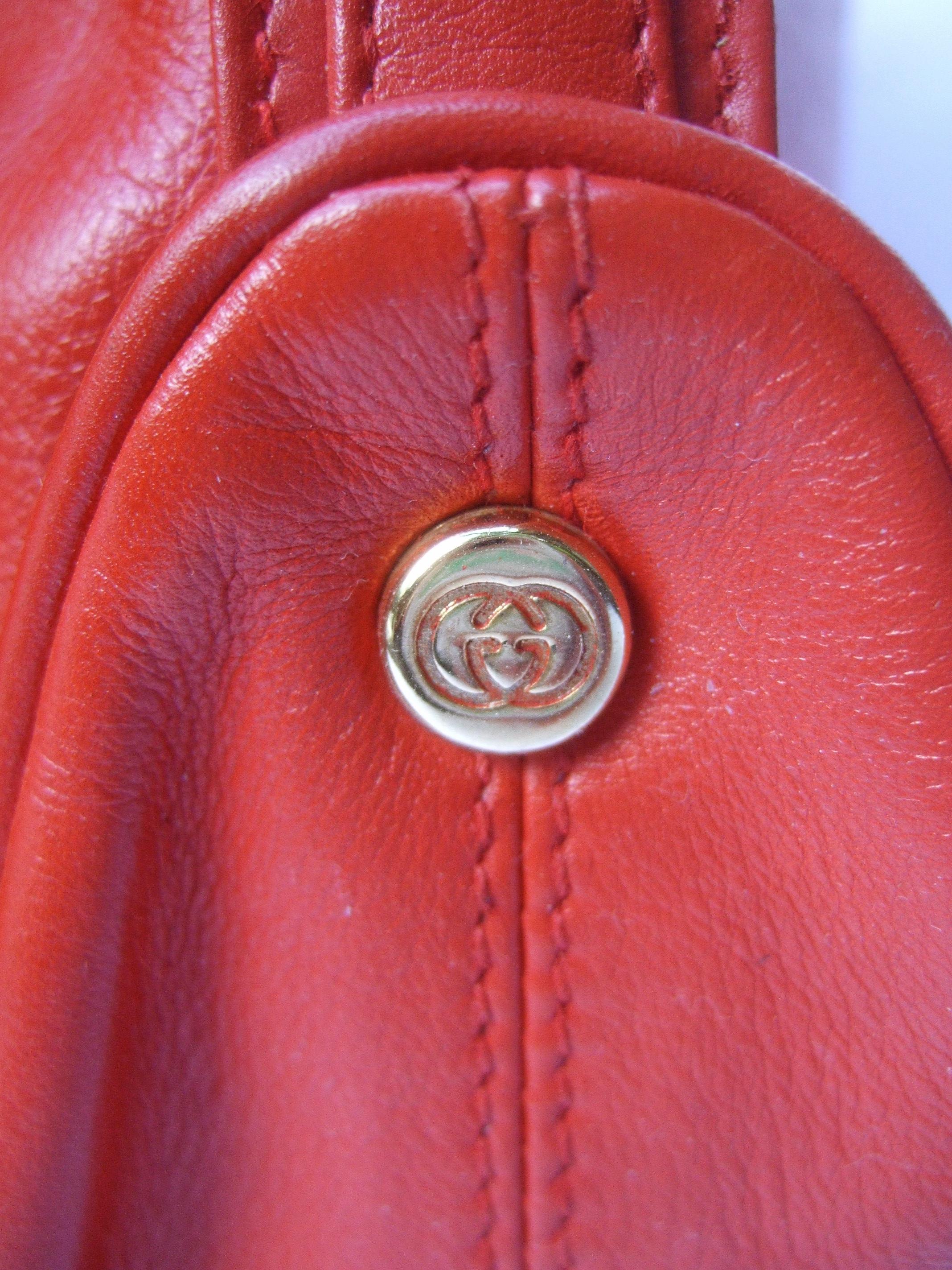 Gucci Italy Rare Red Leather Tiger Emblem Shoulder Bag c 1980s  3