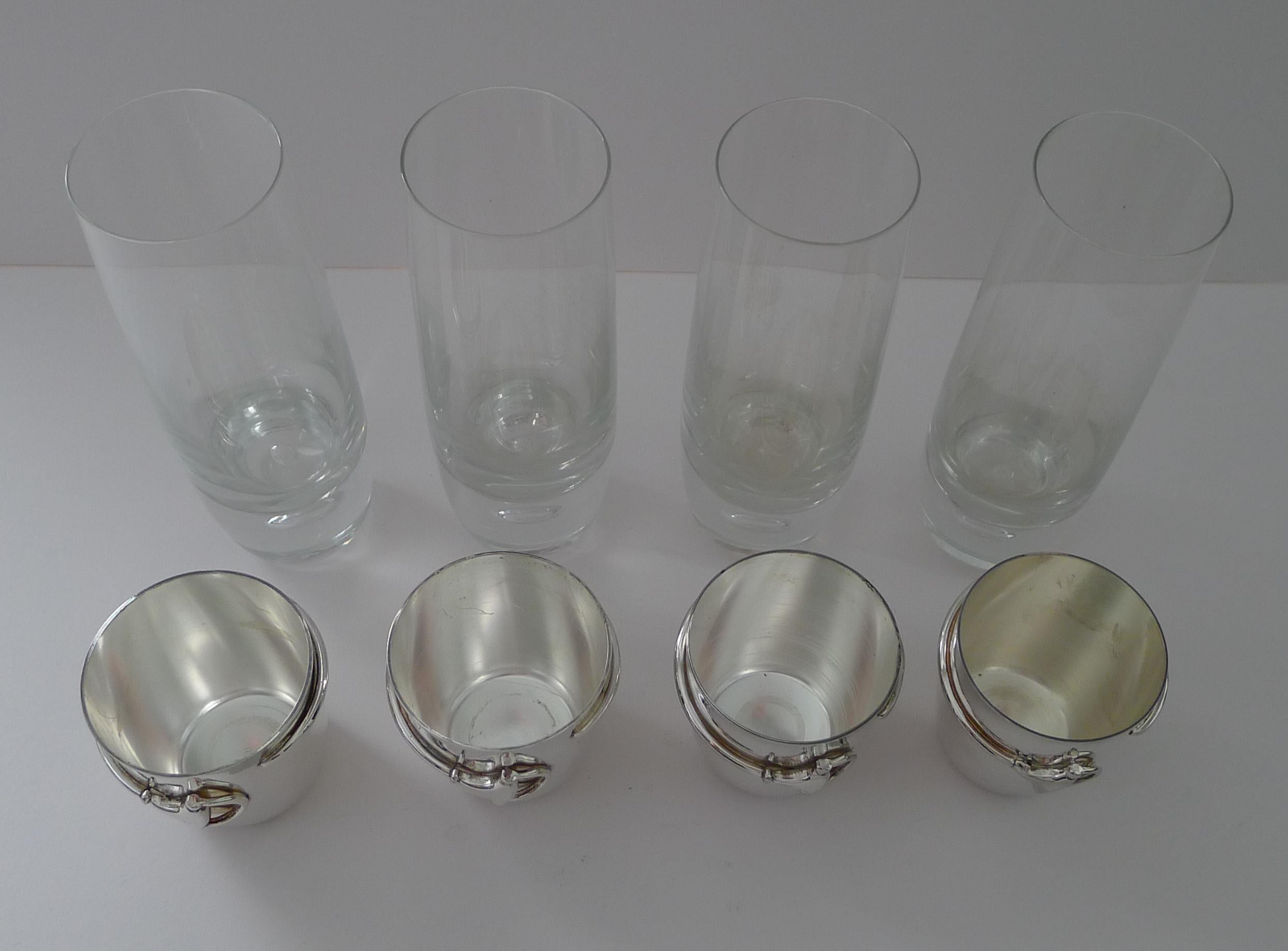 Italiano Gucci, Italia - Raro set di quattro bicchieri Snaffle Highball c.1970 in vendita