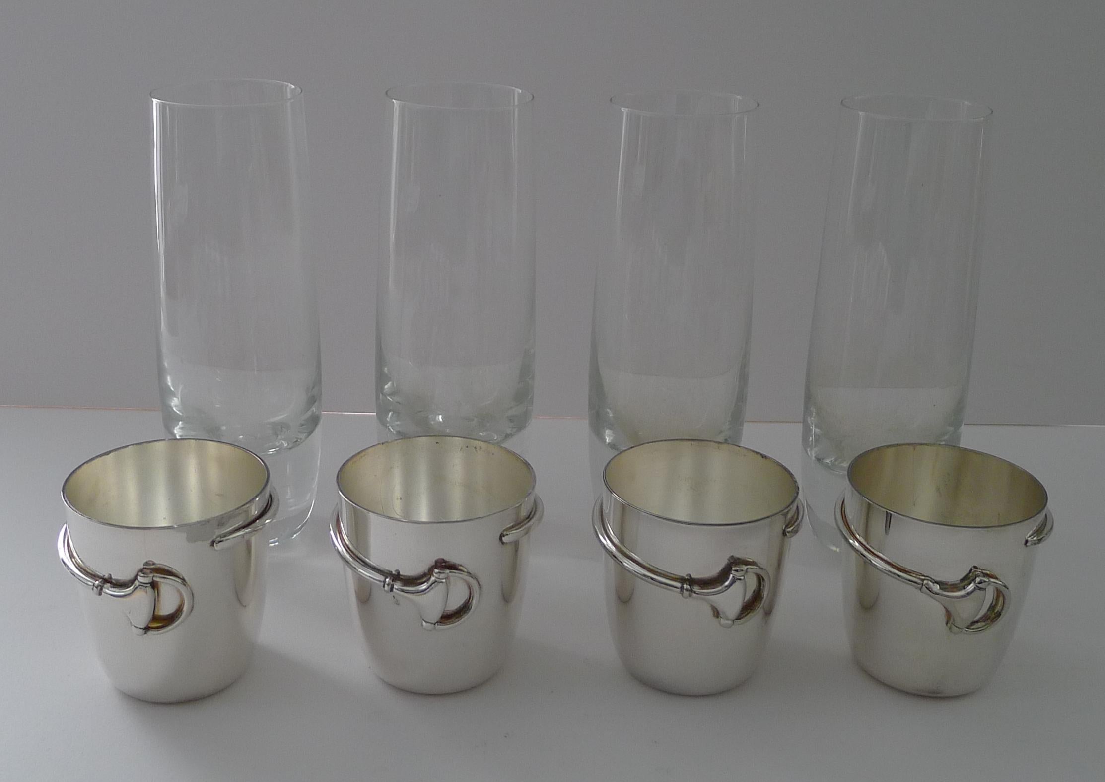 Gucci, Italia - Raro set di quattro bicchieri Snaffle Highball c.1970 In condizioni buone in vendita a Bath, GB