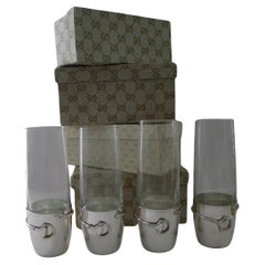 Vintage Gucci, Italy - Rare Set Four Snaffle Highball Glasses c.1970