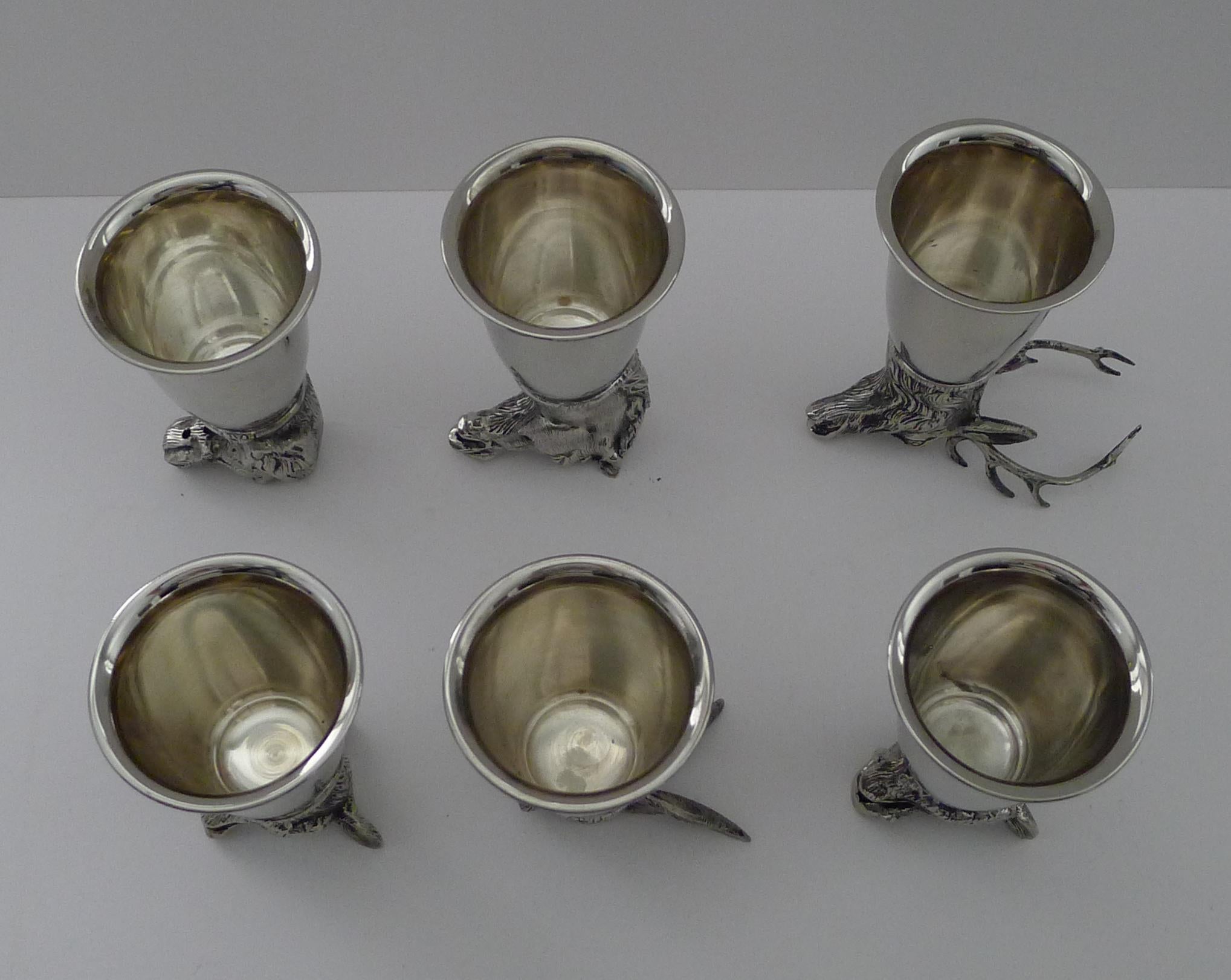 Gucci, Italy - Rare Set Six Figural Stirrup Cups c.1960 - Original Case 7