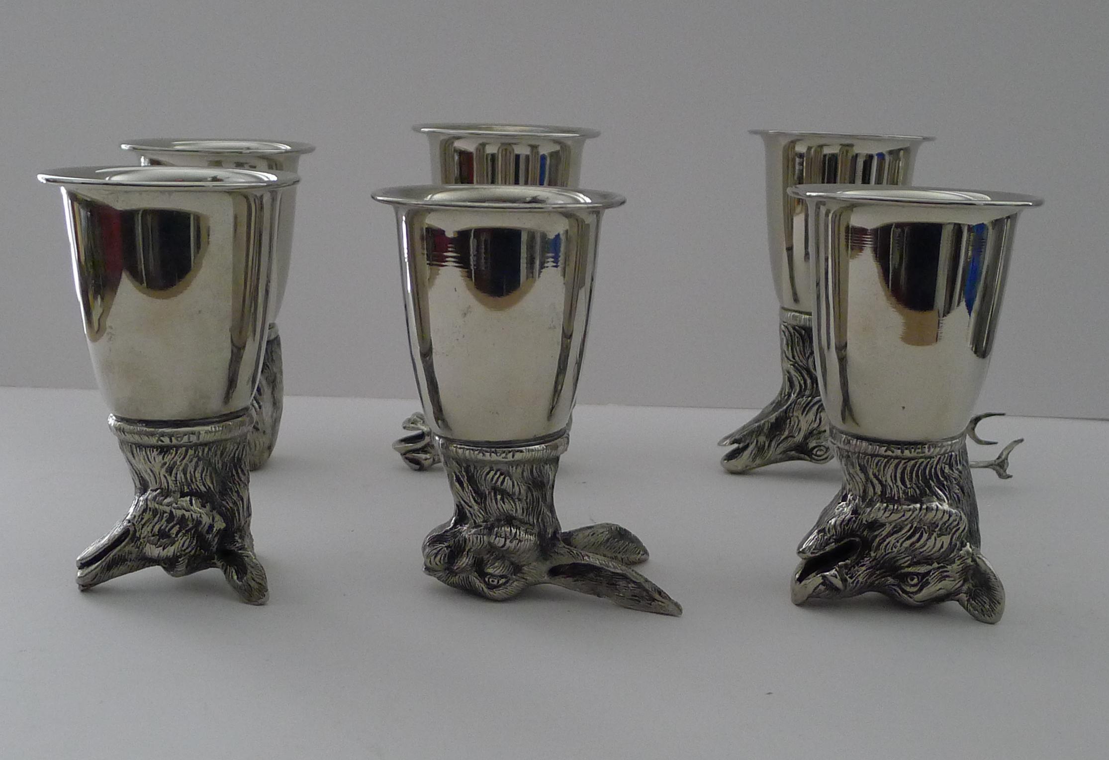 Gucci, Italy - Rare Set Six Figural Stirrup Cups c.1960 - Original Case 8