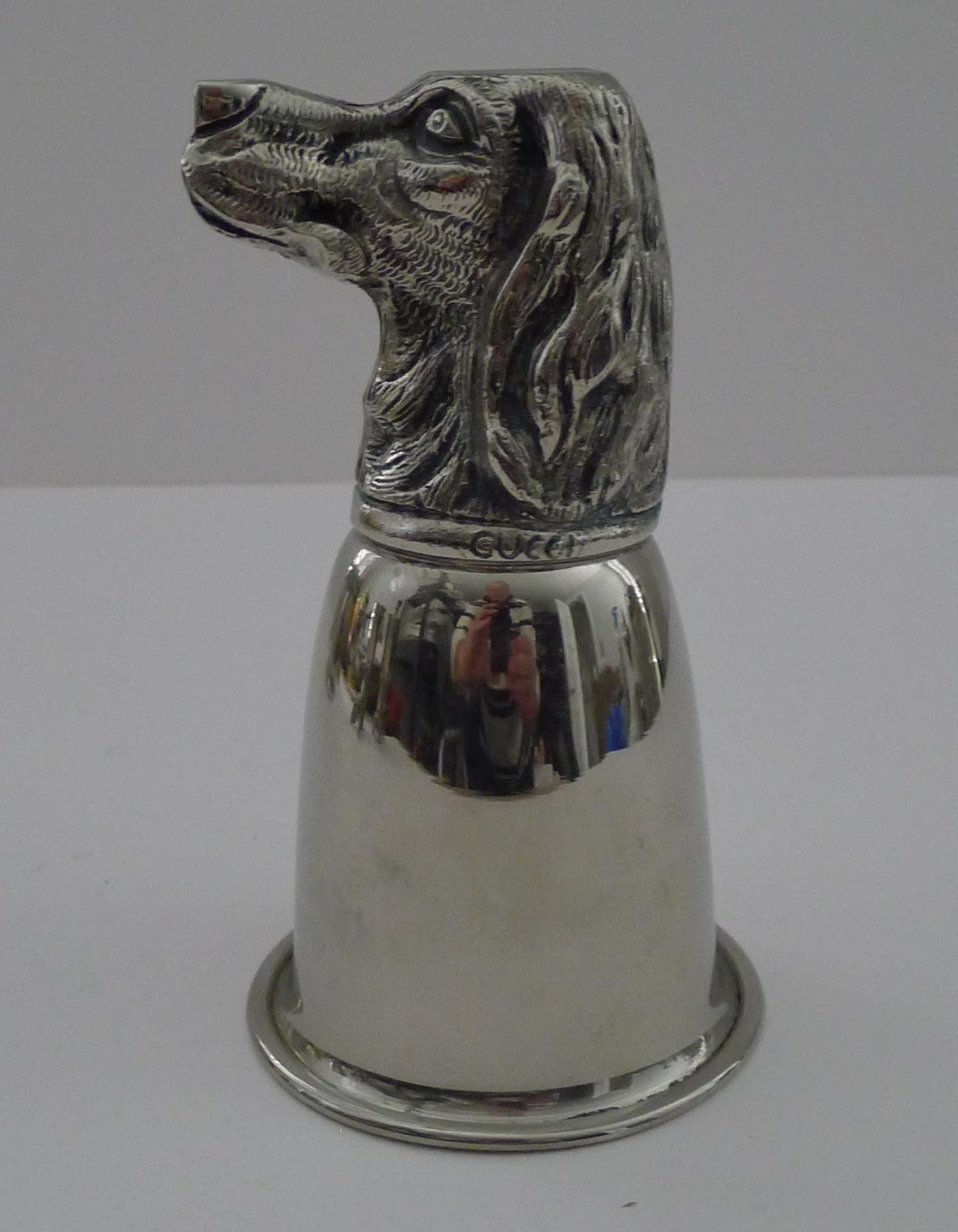 Gucci, Italy - Rare Set Six Figural Stirrup Cups c.1960 - Original Case 12