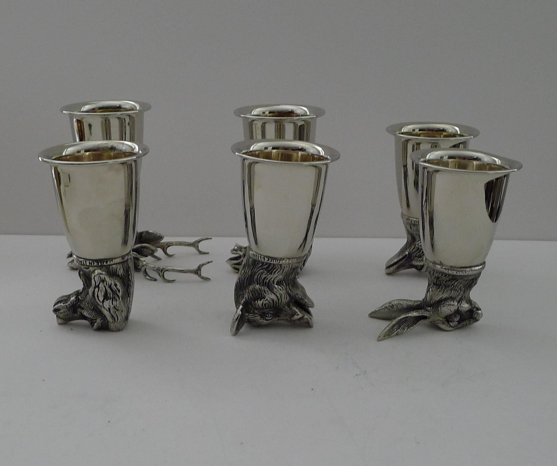 Late 20th Century Gucci, Italy - Rare Set Six Figural Stirrup Cups c.1970