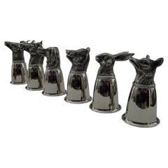 Gucci, Italy - Rare Set Six Figural Stirrup Cups c.1970