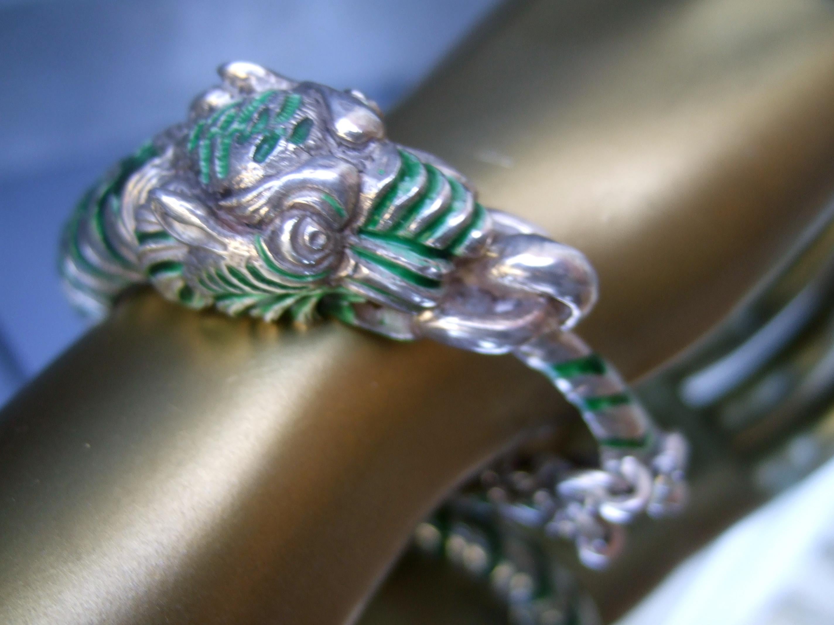 A.I.C. Italia Raro bracciale a cerniera in argento 925 con smalto verde, anni '70 circa in vendita 11