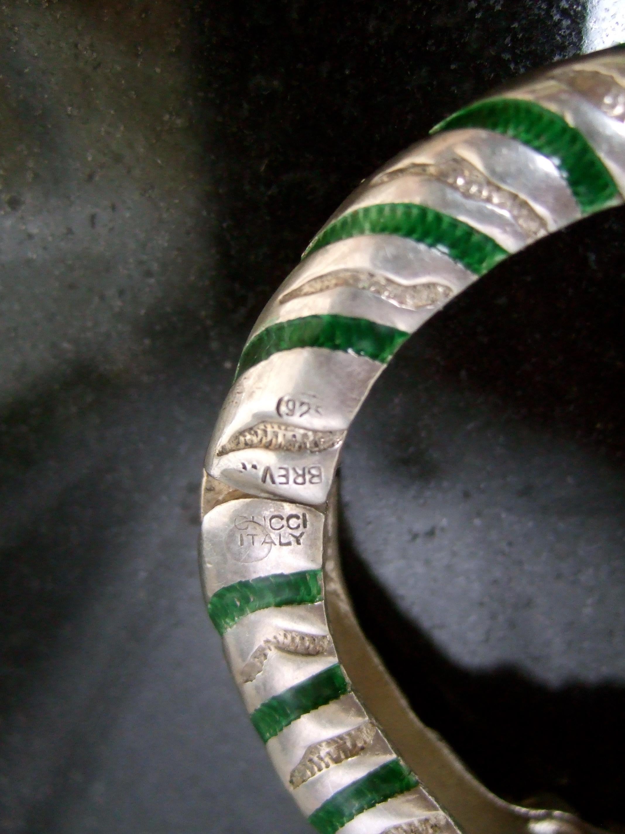 A.I.C. Italia Raro bracciale a cerniera in argento 925 con smalto verde, anni '70 circa in vendita 14