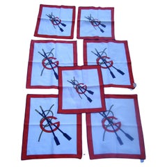Gucci Italy Set of Seven Cotton Nautical Themed Napkins c 1970s